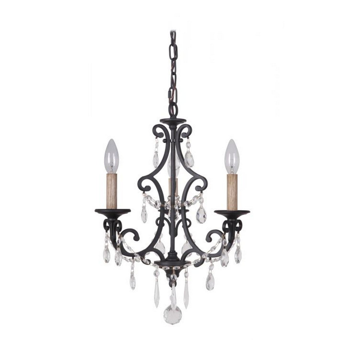 Craftmade Bentley 14" 3-Light Matte Black Candelabra Chandelier