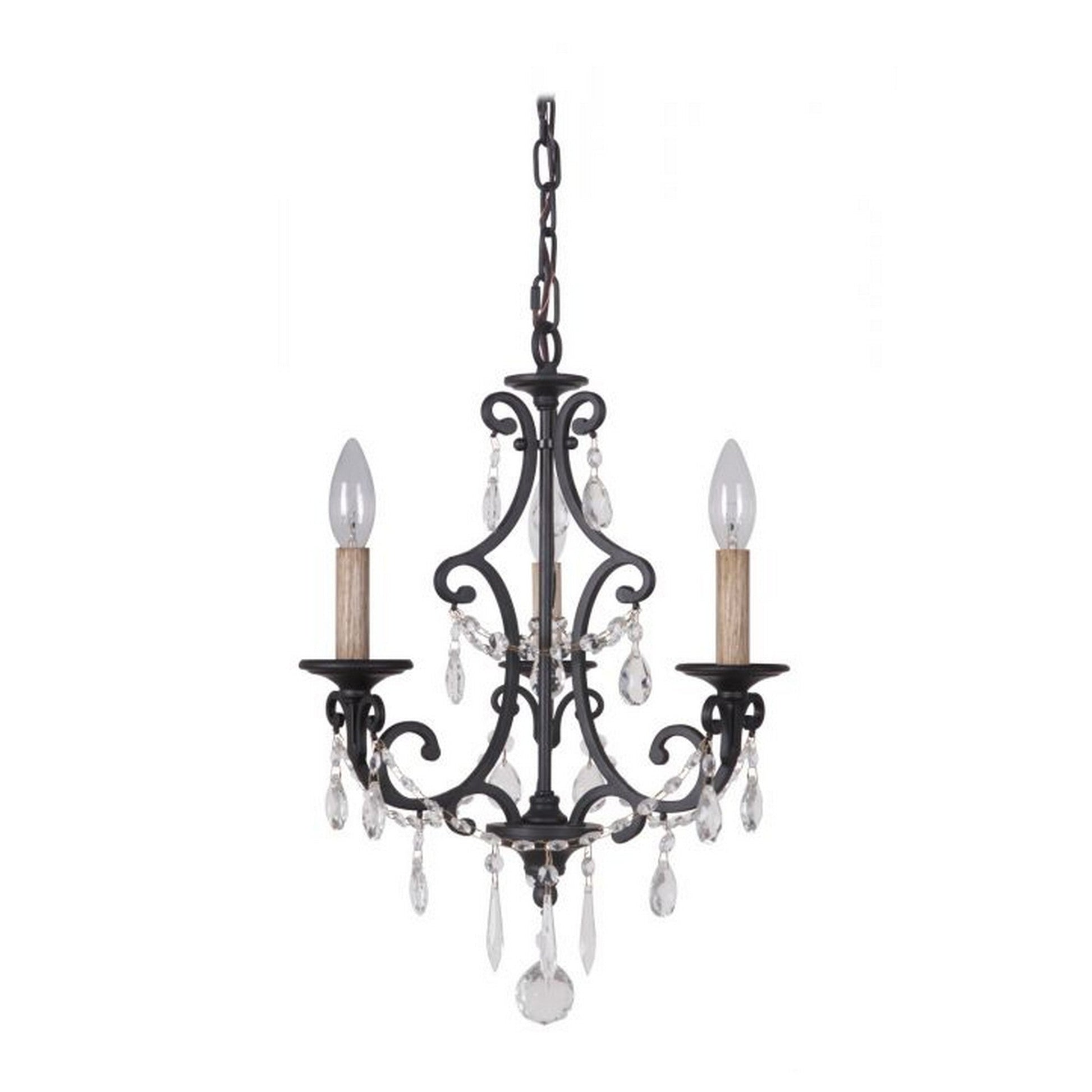 Craftmade Bentley 14" 3-Light Matte Black Candelabra Chandelier