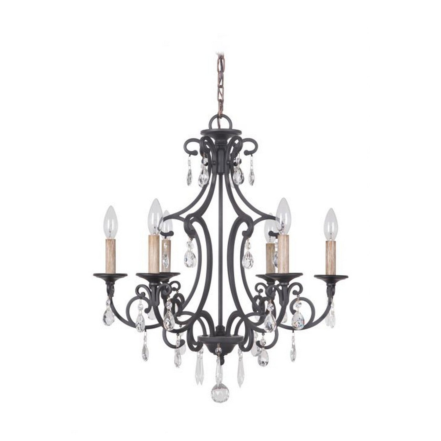 Craftmade Bentley 22" 6-Light Matte Black Candelabra Chandelier