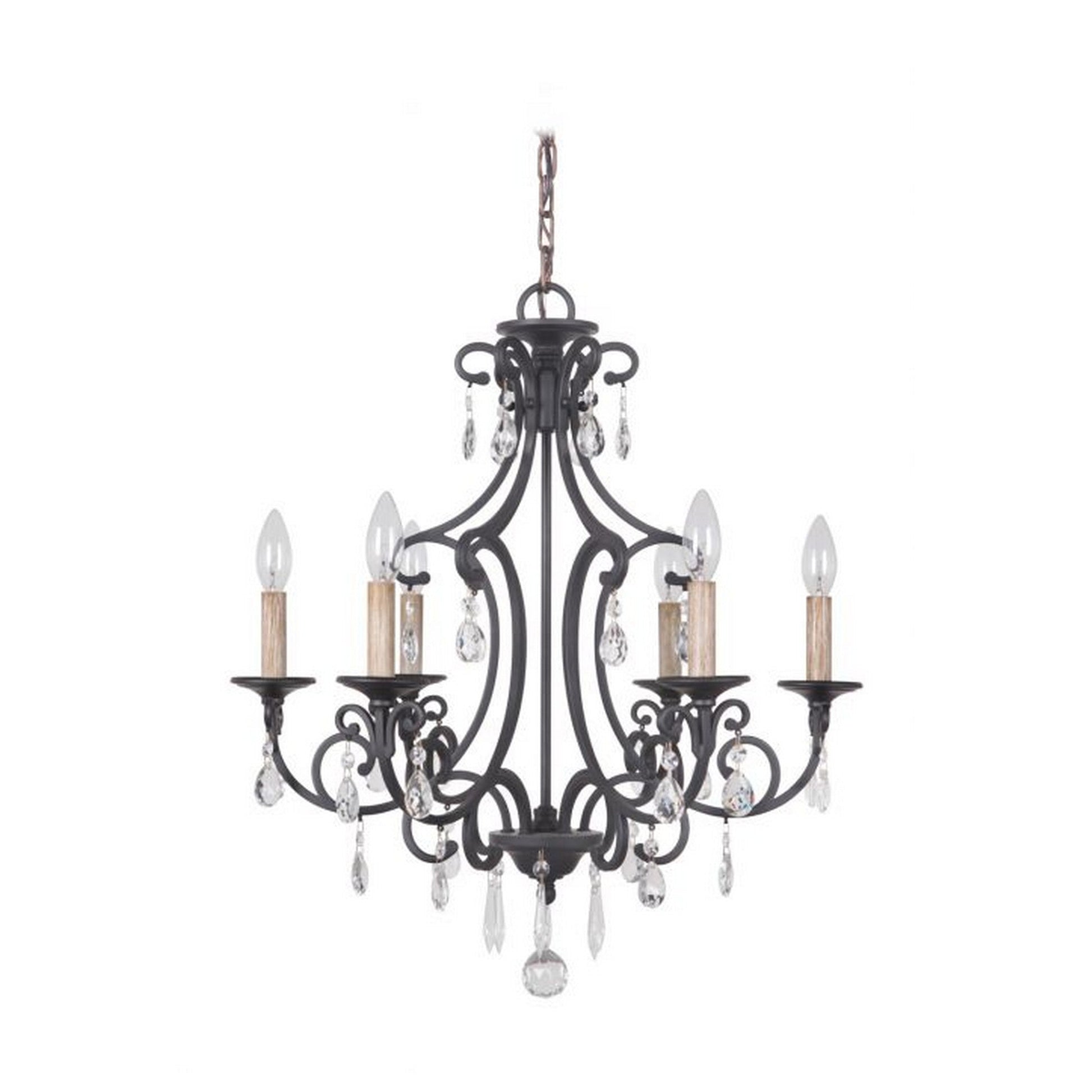 Craftmade Bentley 22" 6-Light Matte Black Candelabra Chandelier
