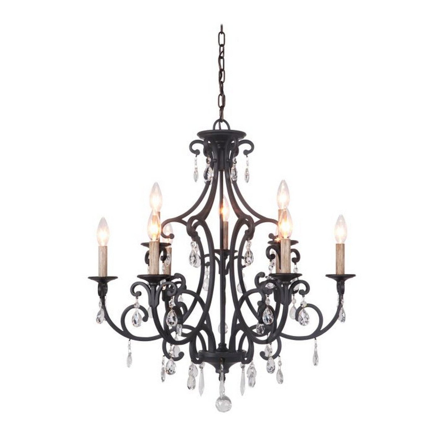 Craftmade Bentley 27" 9-Light Matte Black Candelabra Chandelier
