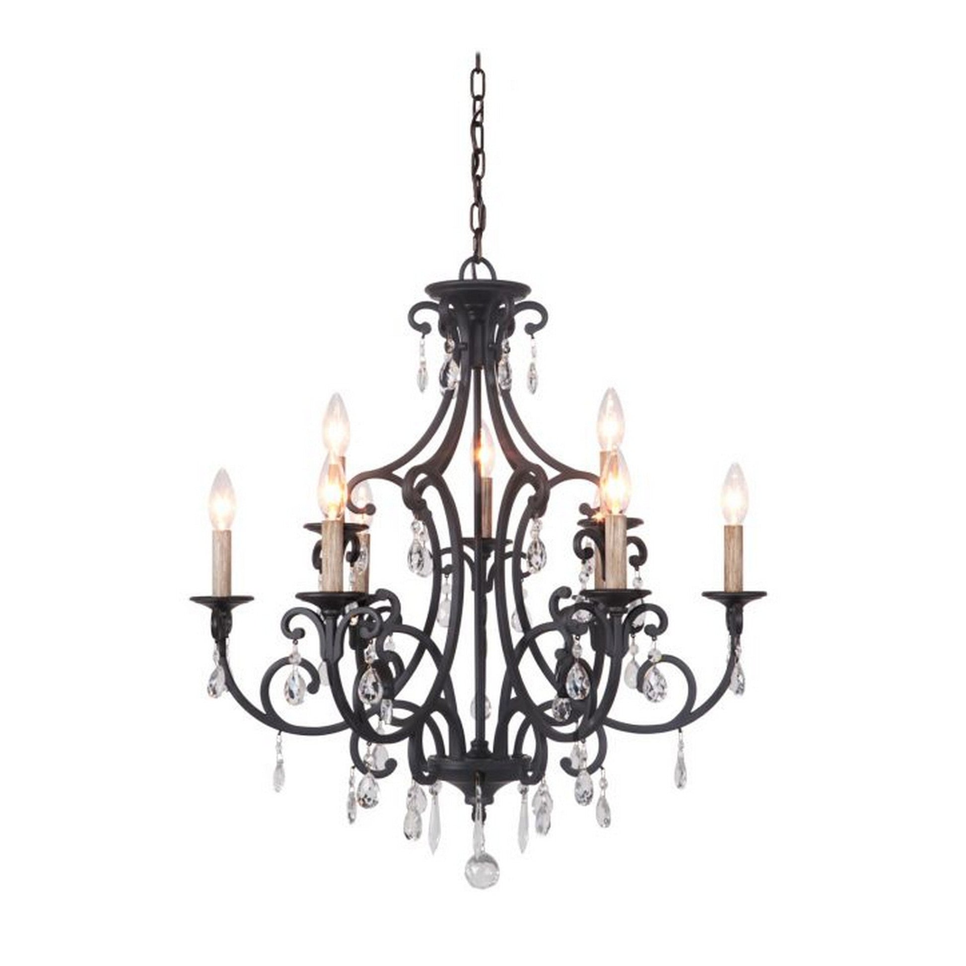 Craftmade Bentley 27" 9-Light Matte Black Candelabra Chandelier