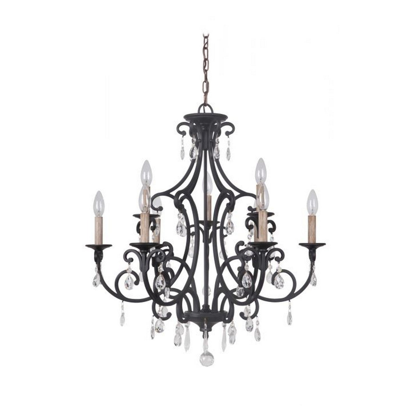 Craftmade Bentley 27" 9-Light Matte Black Candelabra Chandelier
