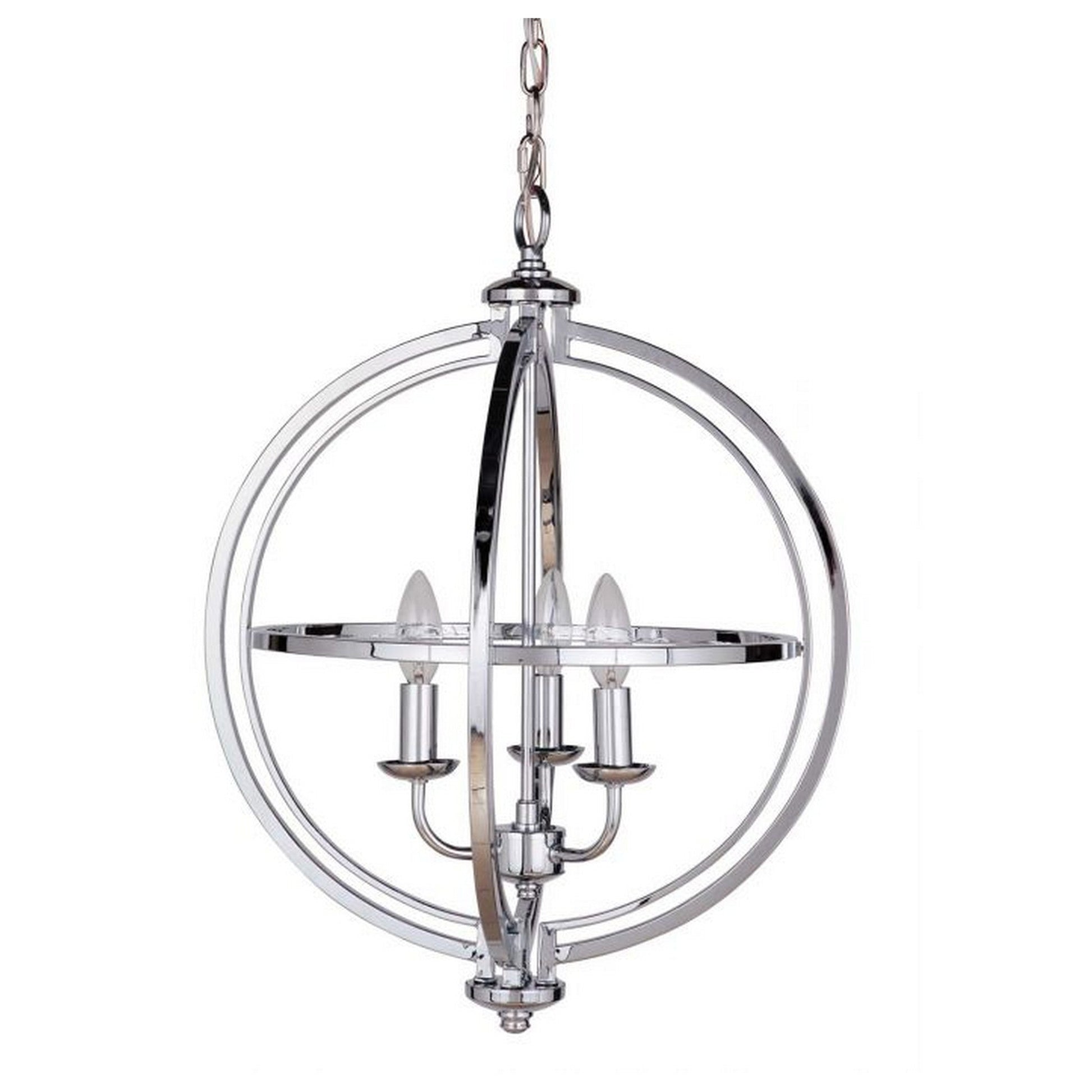 Craftmade Berkeley 17" 3-Light Chrome Candelabra Foyer Chandelier With Round Metal Frame