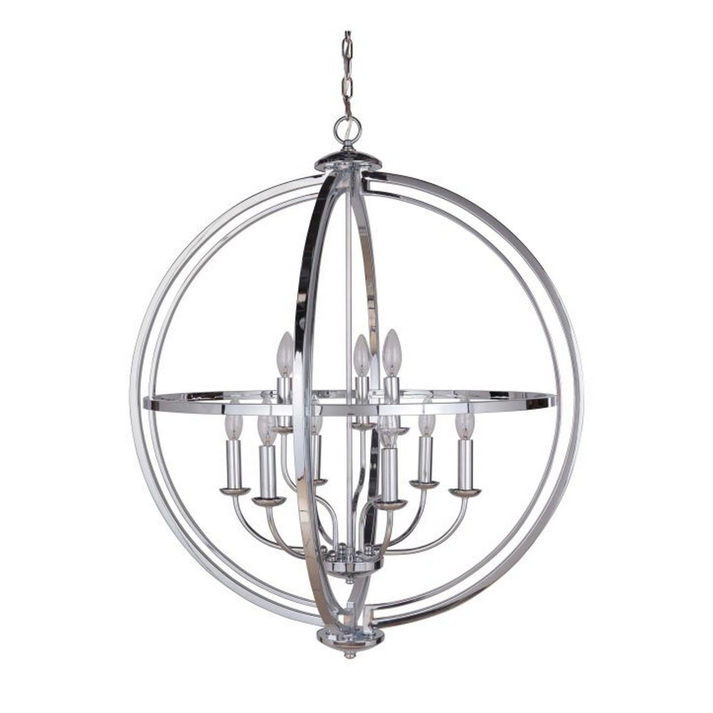 Craftmade Berkeley 30" 9-Light Chrome Candelabra Foyer Chandelier With Round Metal Frame