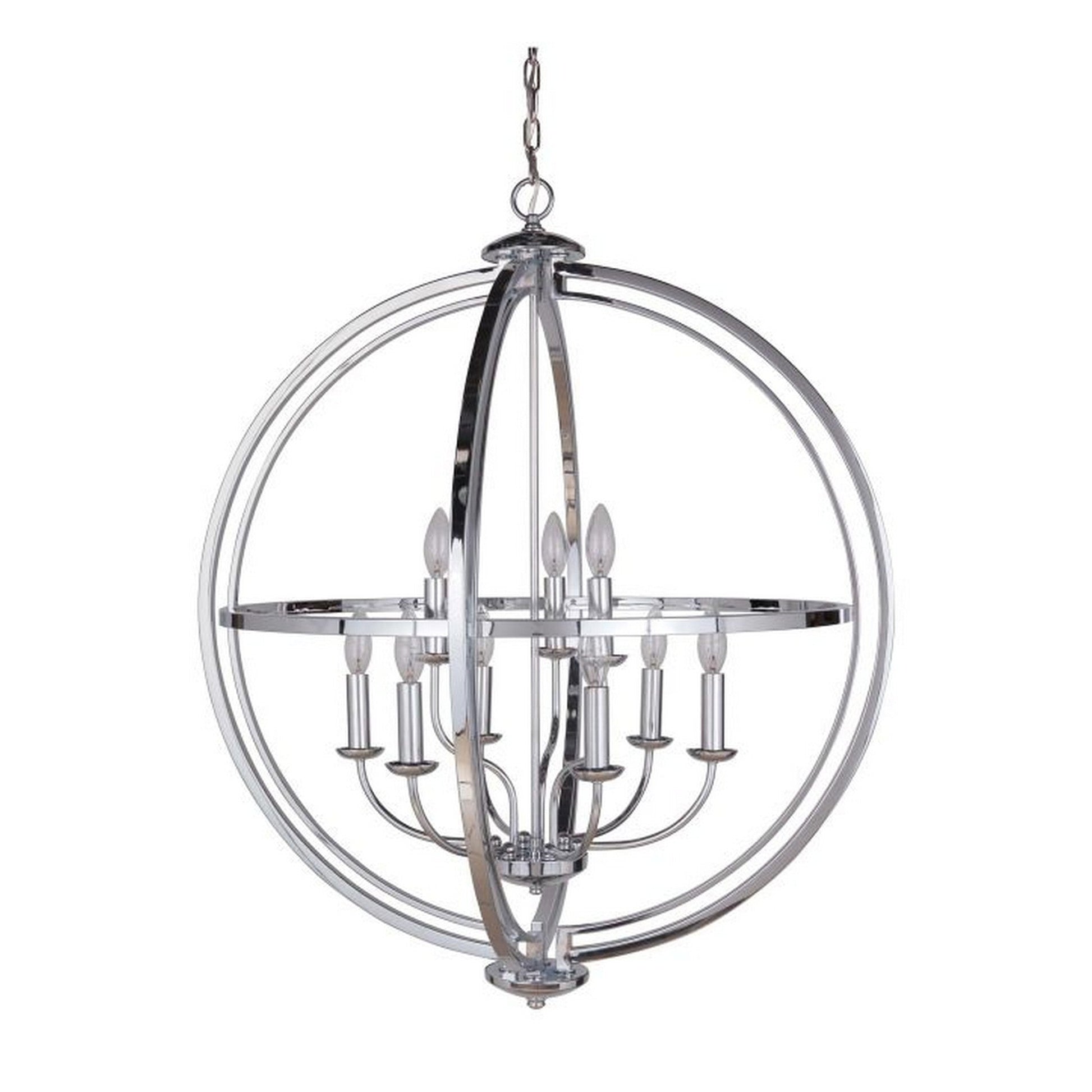 Craftmade Berkeley 30" 9-Light Chrome Candelabra Foyer Chandelier With Round Metal Frame