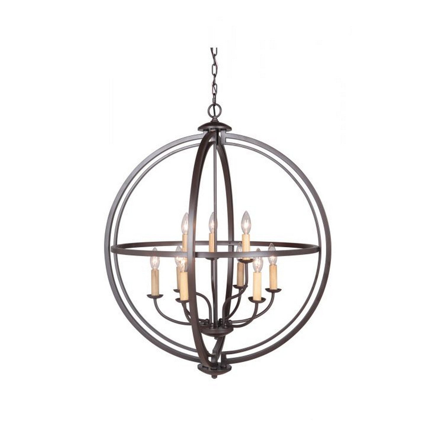 Craftmade Berkeley 30" 9-Light Espresso Candelabra Foyer Chandelier With Round Metal Frame