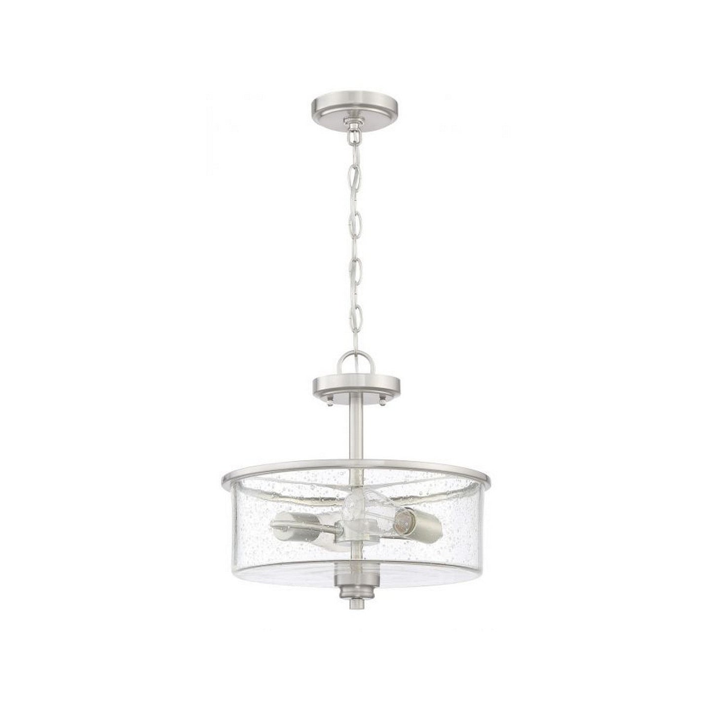 Craftmade Bolden 13" 2-Light Brushed Polished Nickel Semi-Flush Mount Light With Clear Seeded Glass Shade
