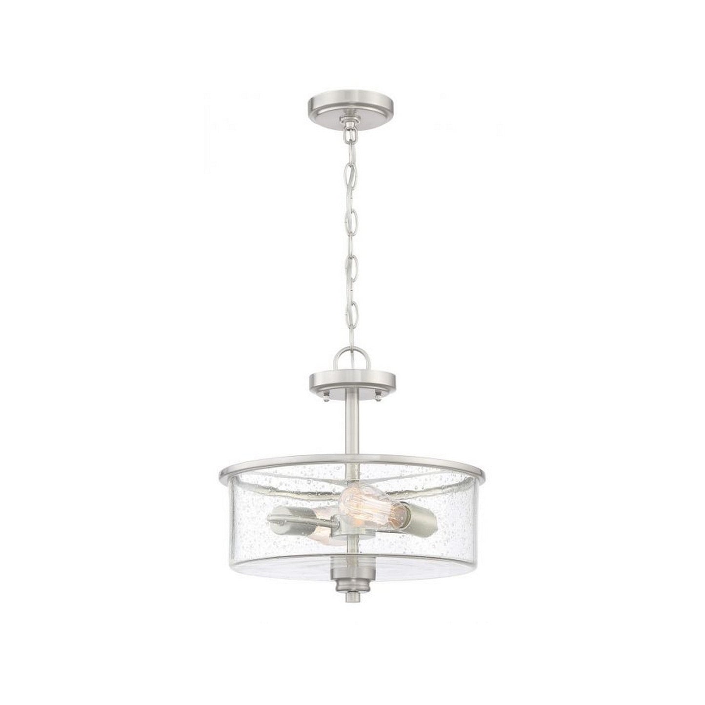 Craftmade Bolden 13" 2-Light Brushed Polished Nickel Semi-Flush Mount Light With Clear Seeded Glass Shade