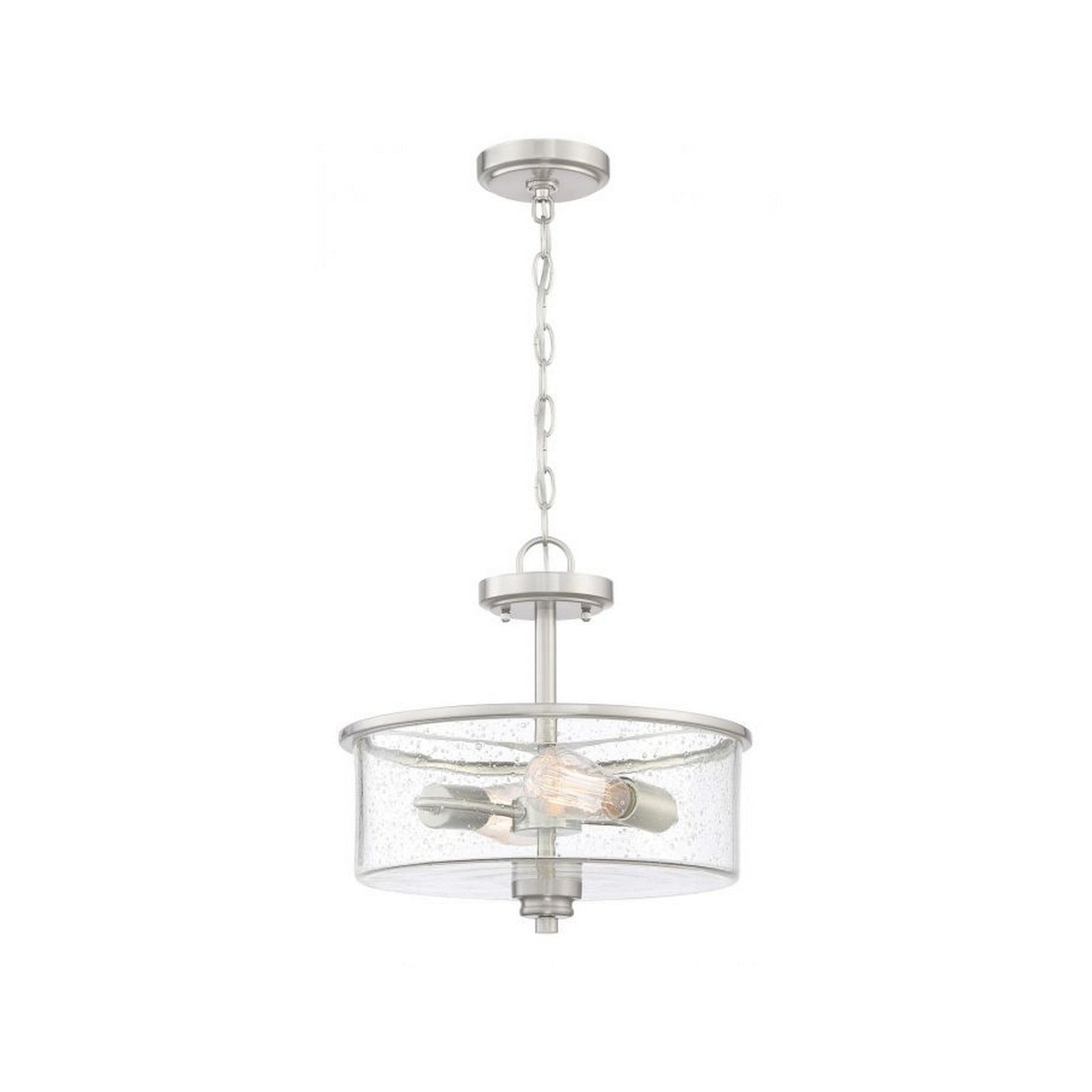 Craftmade Bolden 13" 2-Light Brushed Polished Nickel Semi-Flush Mount Light With Clear Seeded Glass Shade