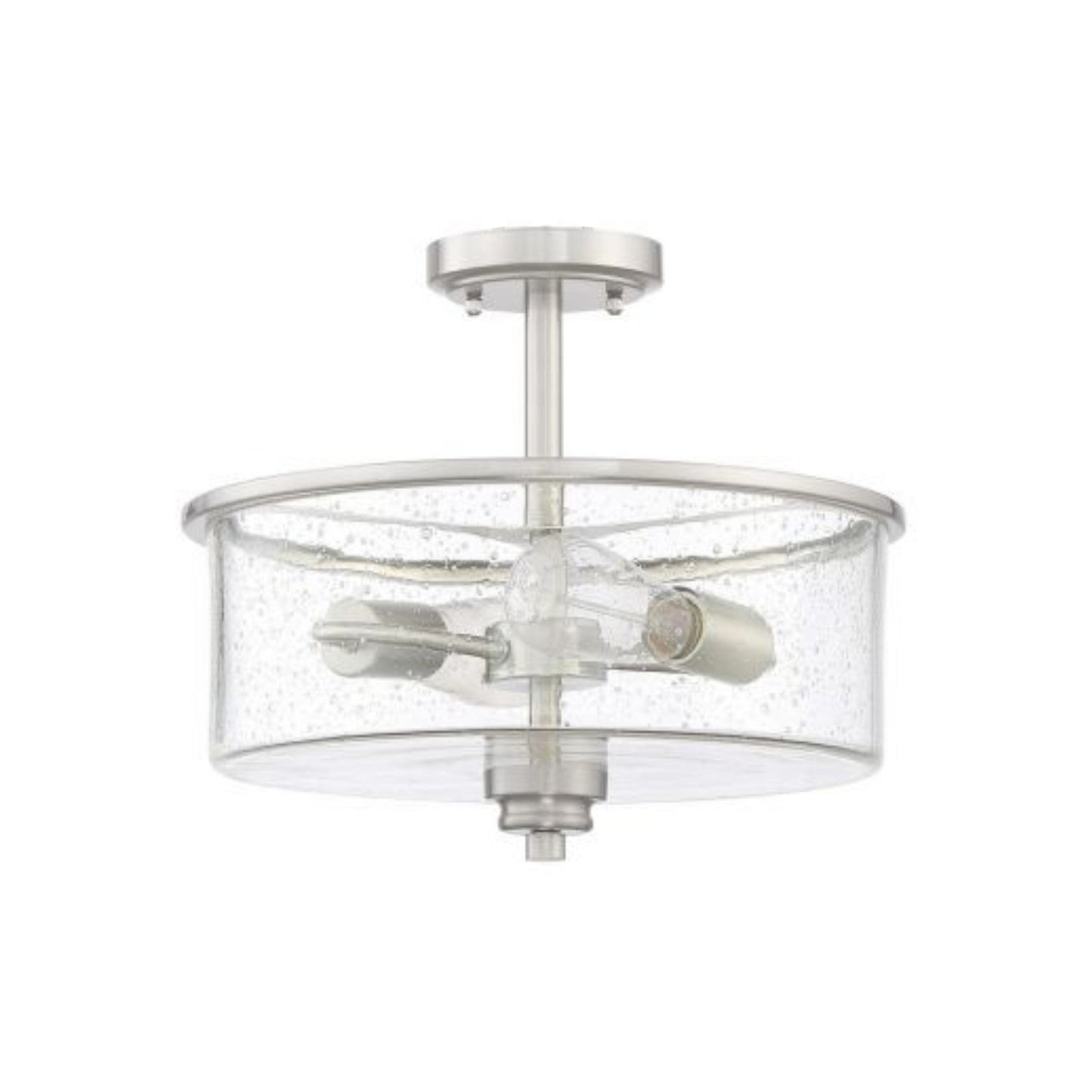 Craftmade Bolden 13" 2-Light Brushed Polished Nickel Semi-Flush Mount Light With Clear Seeded Glass Shade