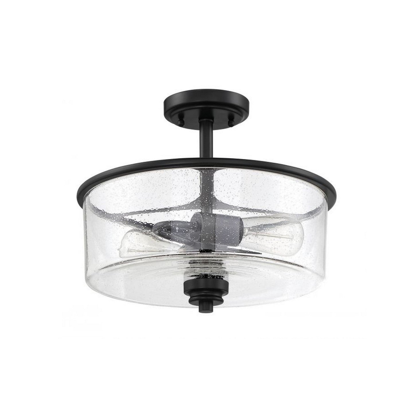 Craftmade Bolden 13" 2-Light Flat Black Semi-Flush Mount Light With Clear Seeded Glass Shade