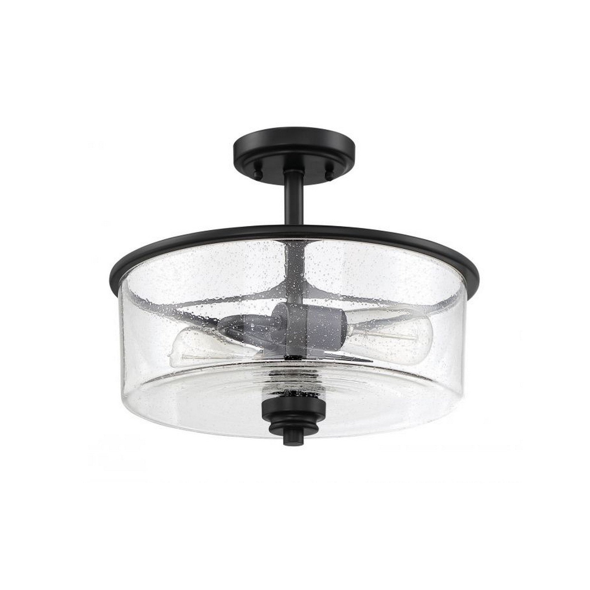 Craftmade Bolden 13" 2-Light Flat Black Semi-Flush Mount Light With Clear Seeded Glass Shade