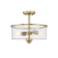 Craftmade Bolden 13" 2-Light Satin Brass Semi-Flush Mount Light With Clear Seeded Glass Shade