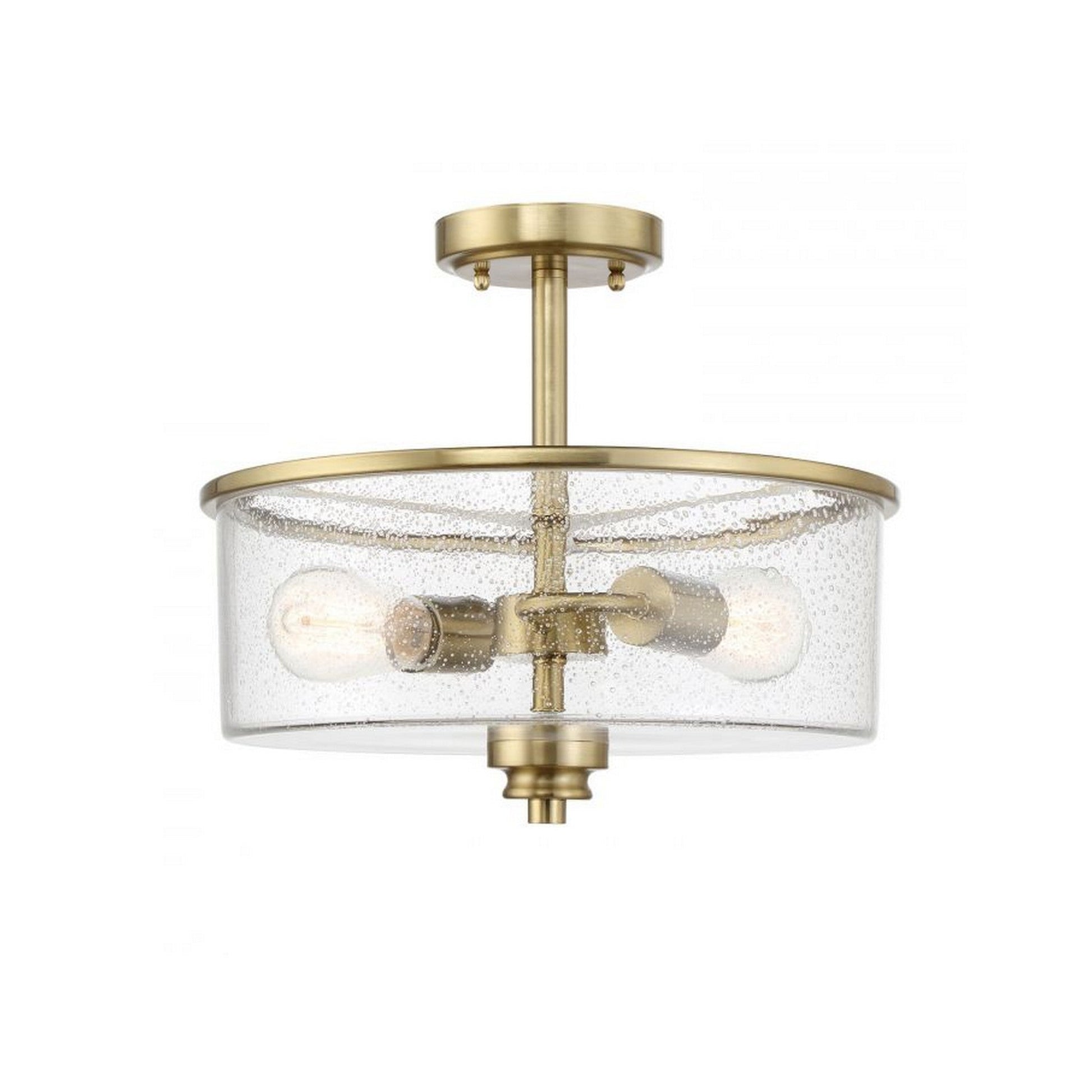 Craftmade Bolden 13" 2-Light Satin Brass Semi-Flush Mount Light With Clear Seeded Glass Shade