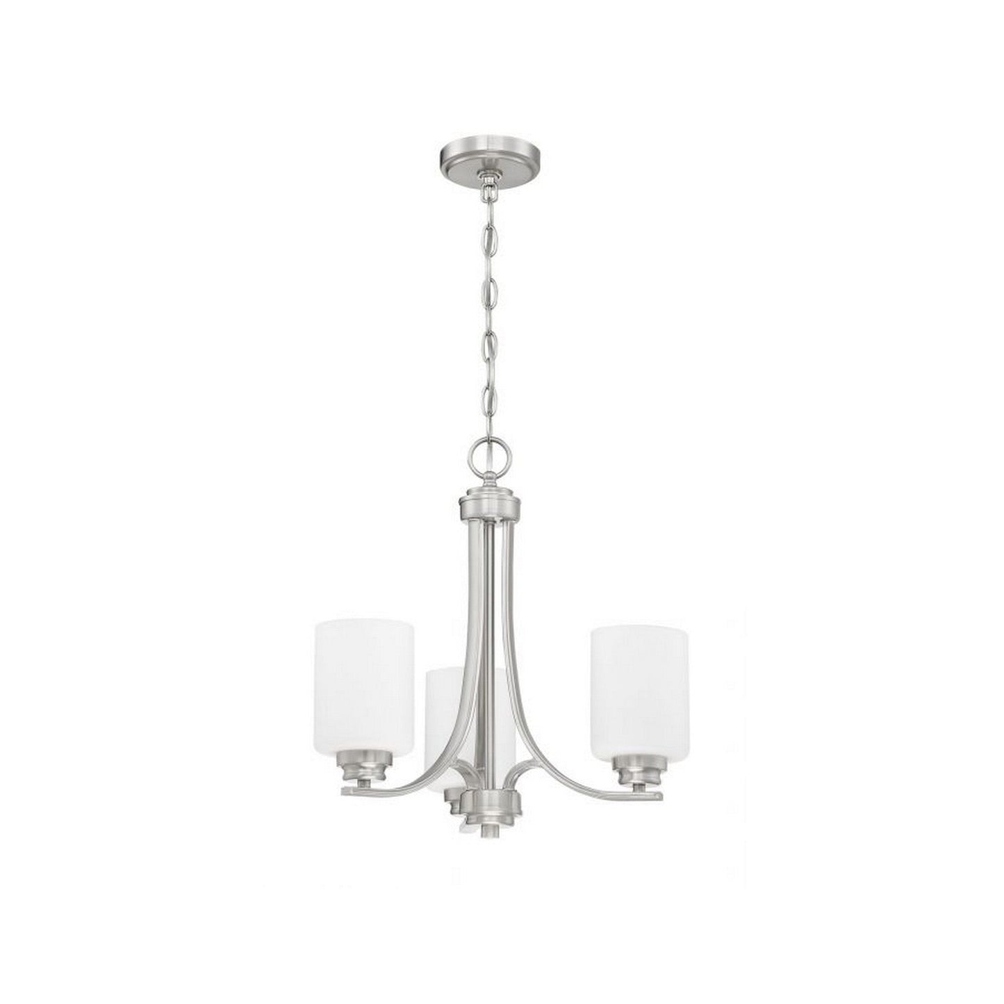 Craftmade Bolden 18" 3-Light Brushed Polished Nickel Chandelier With White Frosted Glass Shades