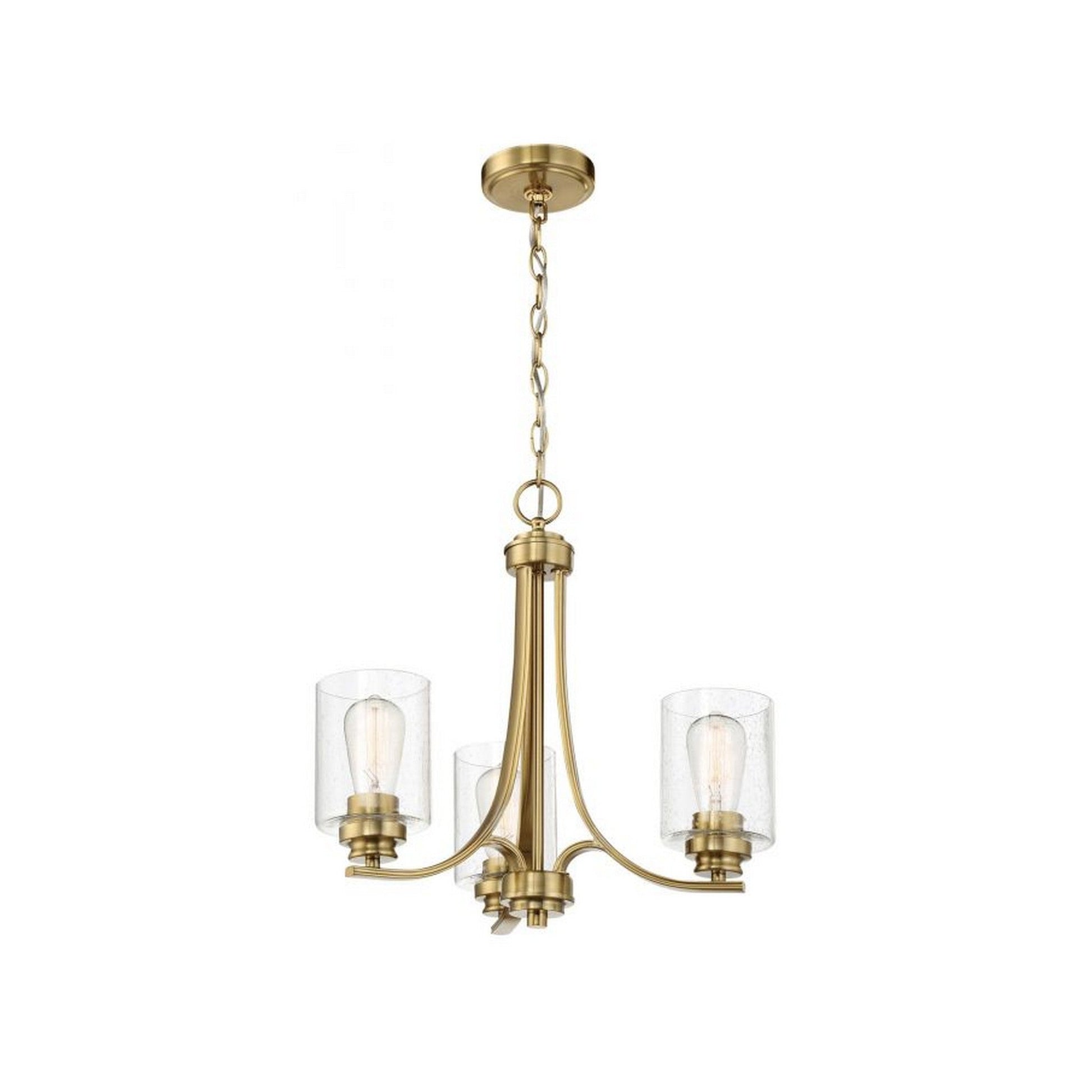 Craftmade Bolden 18" 3-Light Satin Brass Chandelier With Clear Seeded Glass Shades