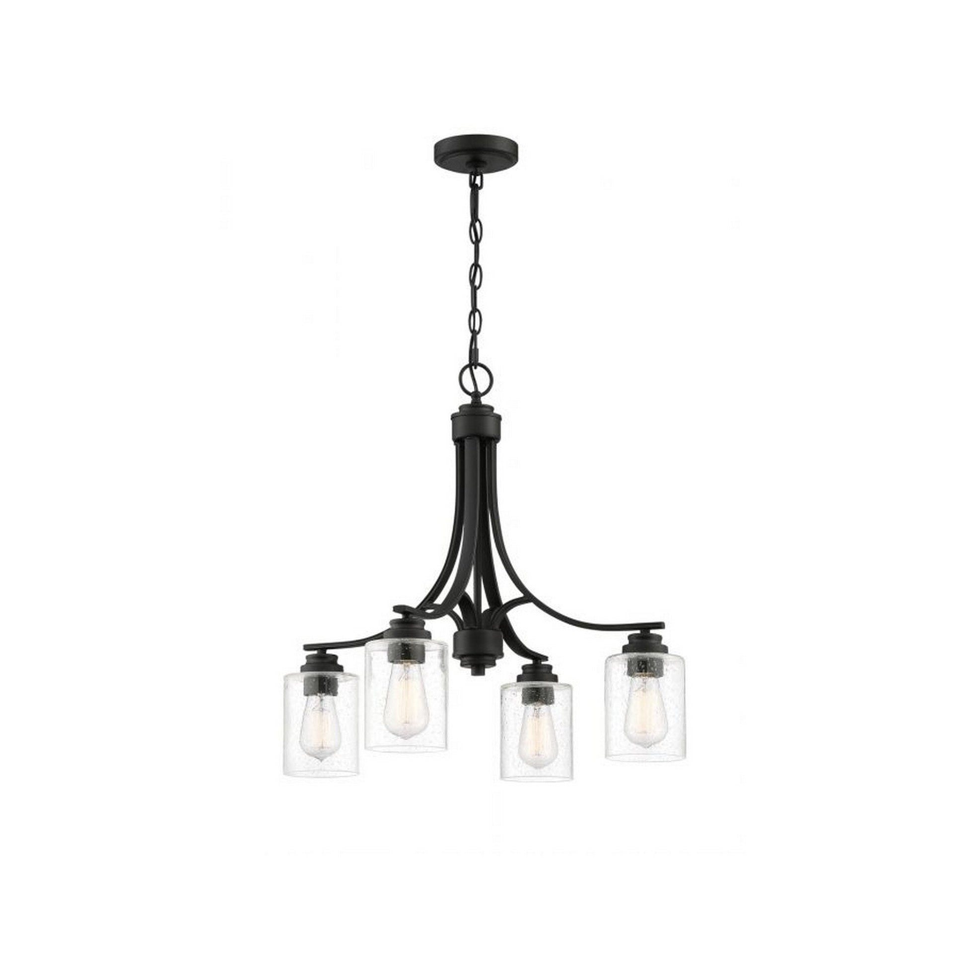 Craftmade Bolden 23" 4-Light Flat Black Chandelier With Clear Seeded Glass Shades