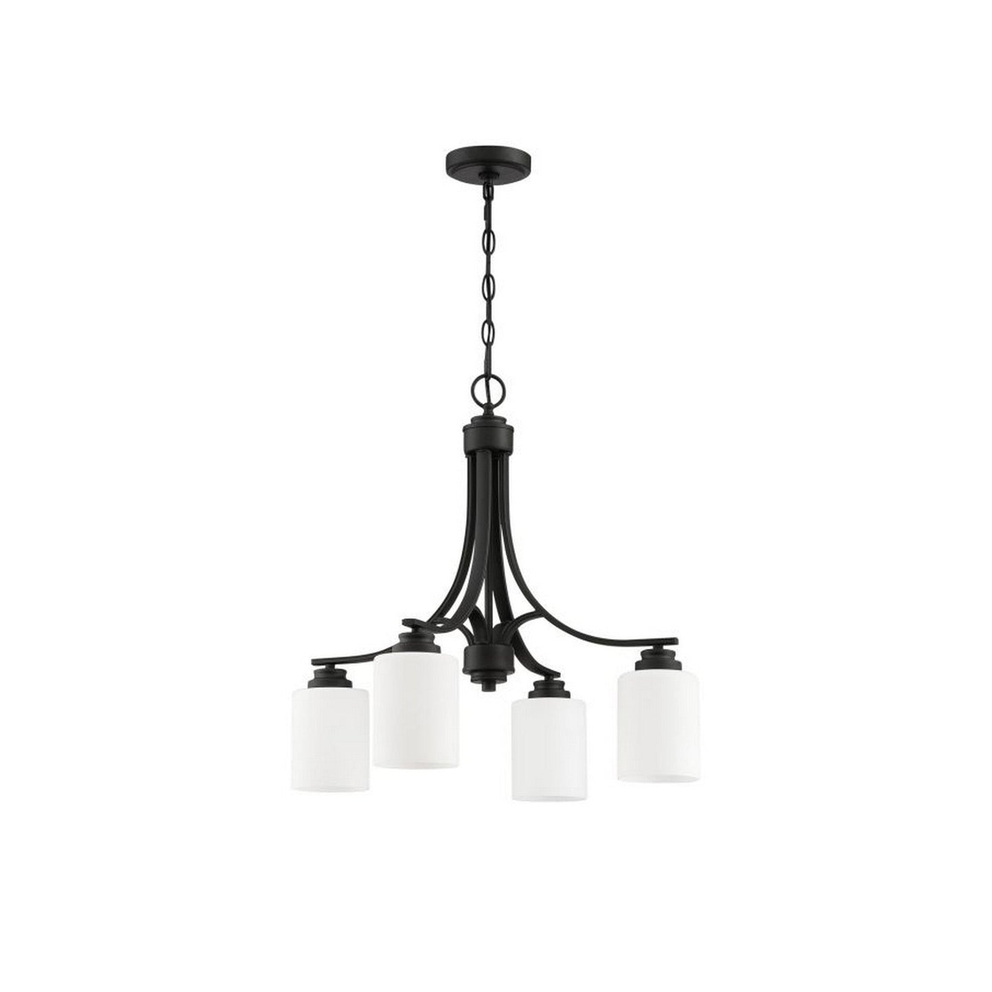 Craftmade Bolden 23" 4-Light Flat Black Chandelier With White Frosted Glass Shades