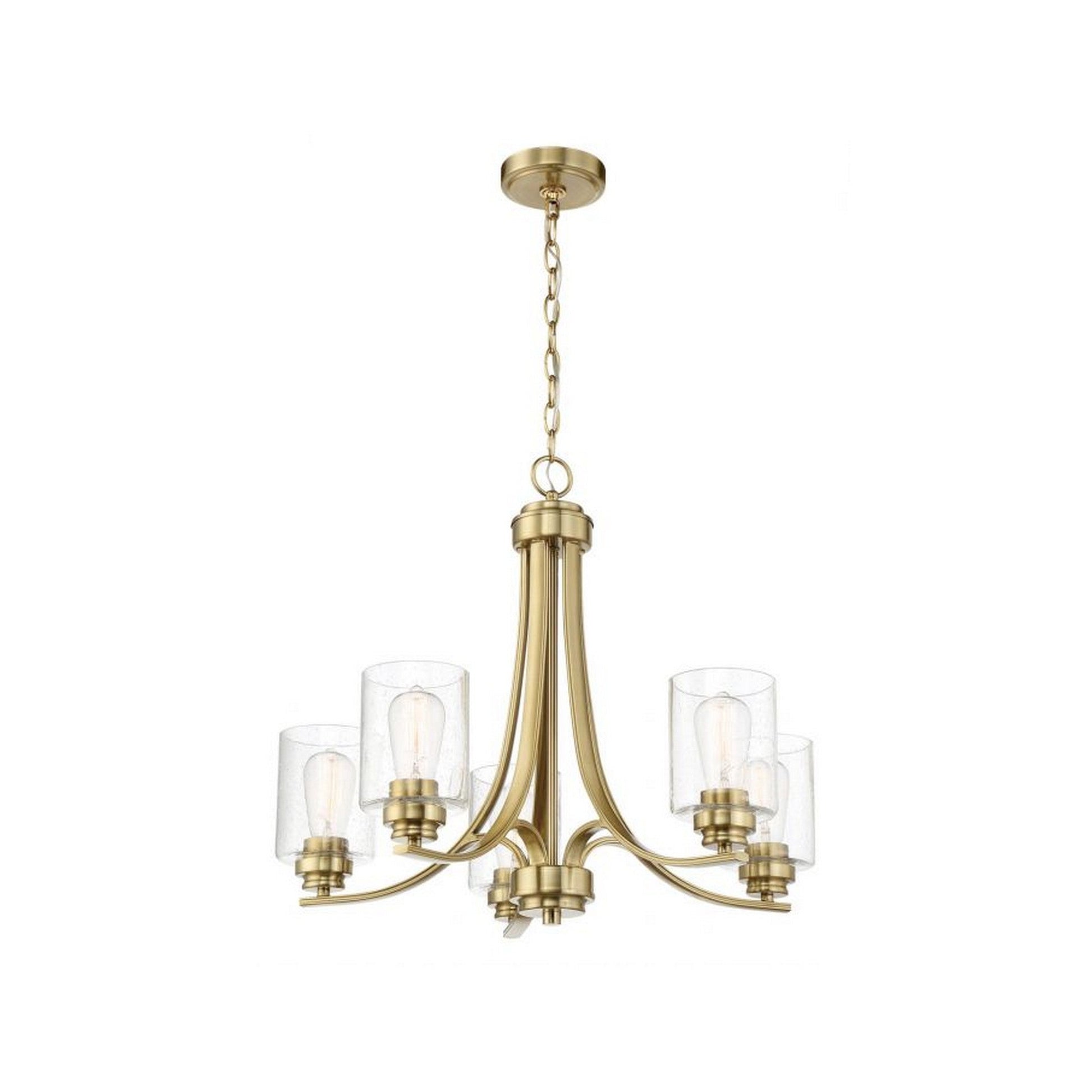 Craftmade Bolden 24" 5-Light Satin Brass Chandelier With Clear Seeded Glass Shades