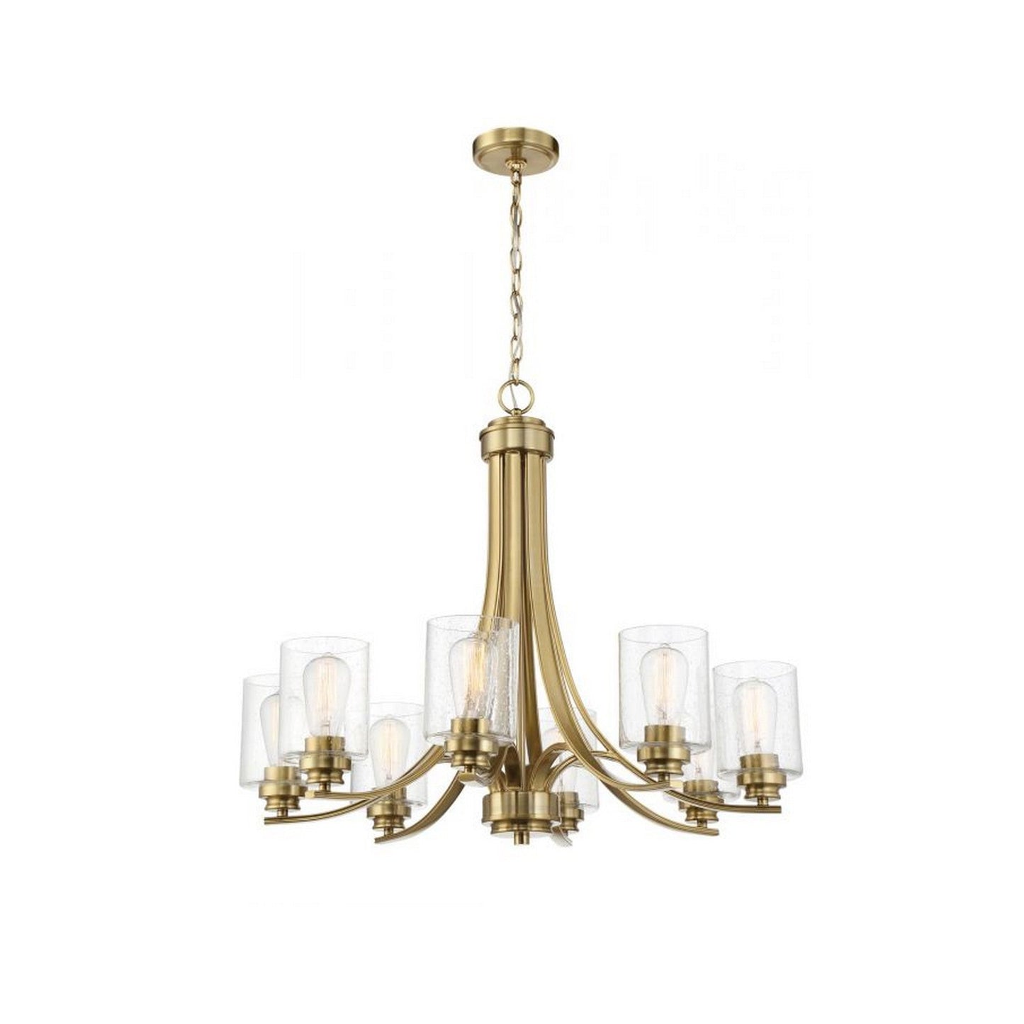 Craftmade Bolden 29" 8-Light Satin Brass Chandelier With Clear Seeded Glass Shades