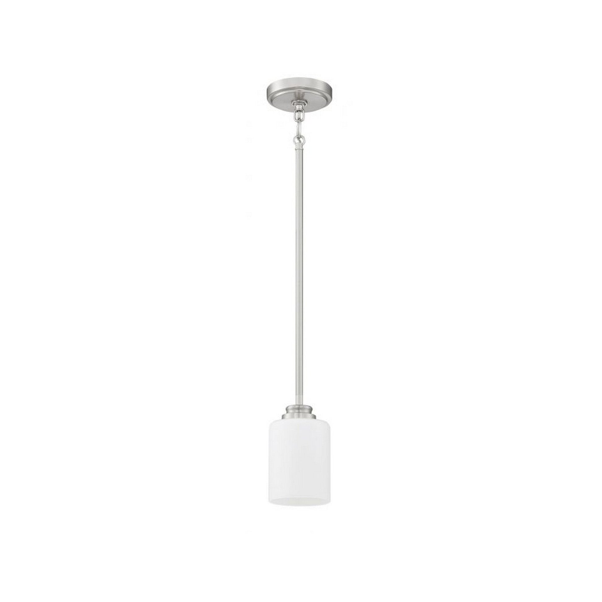 Craftmade Bolden 5" 1-Light Brushed Polished Nickel Mini-Pendant Light With White Frosted Glass Shade