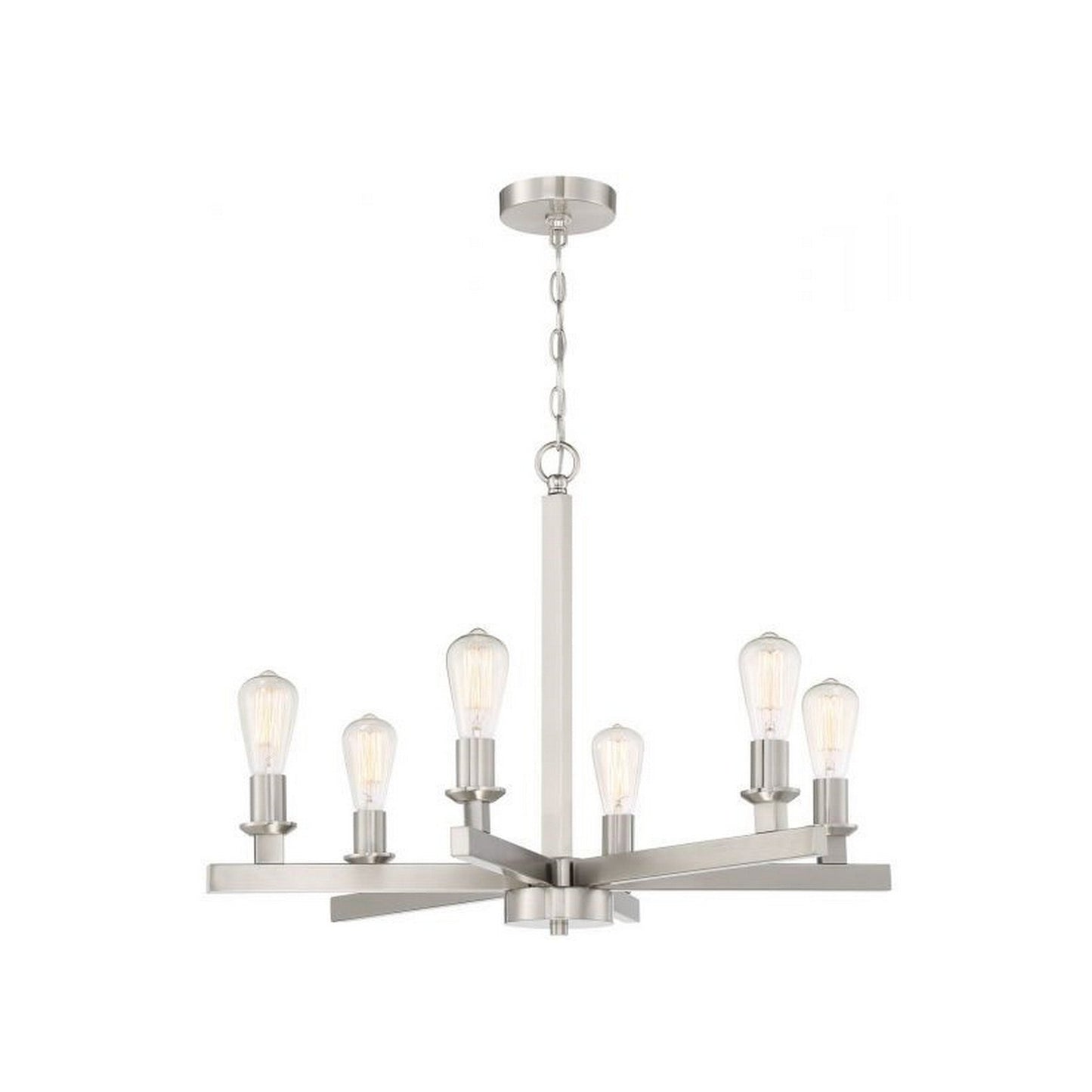 Craftmade Chicago 30" 6-Light Brushed Polished Nickel Bare Bulb Chandelier