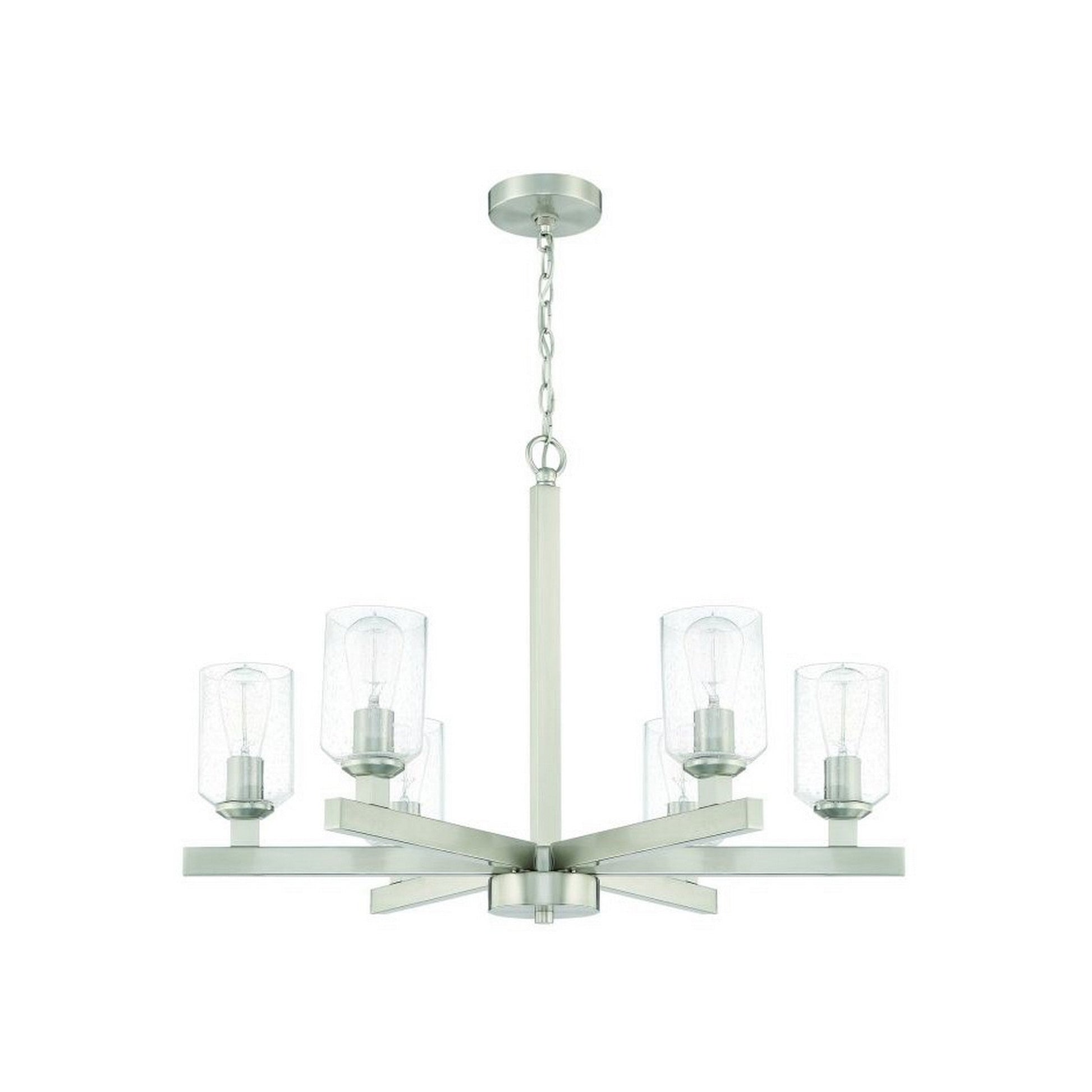 Craftmade Chicago 30" 6-Light Brushed Polished Nickel Bare Bulb Chandelier