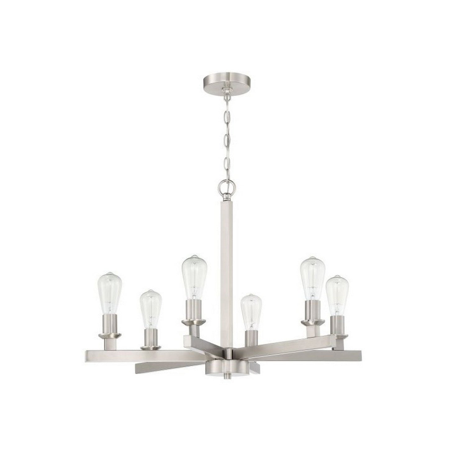 Craftmade Chicago 30" 6-Light Brushed Polished Nickel Bare Bulb Chandelier