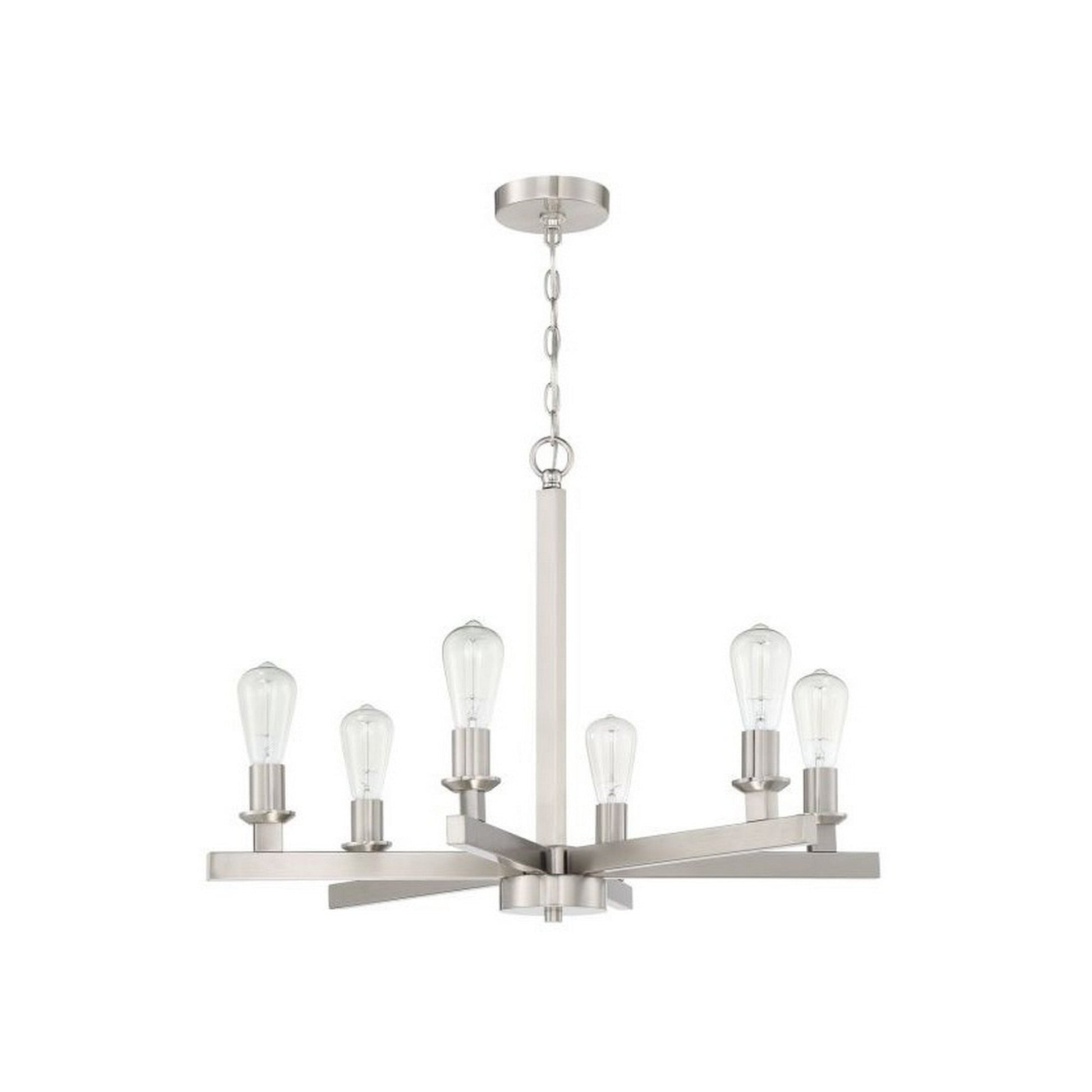 Craftmade Chicago 30" 6-Light Brushed Polished Nickel Bare Bulb Chandelier