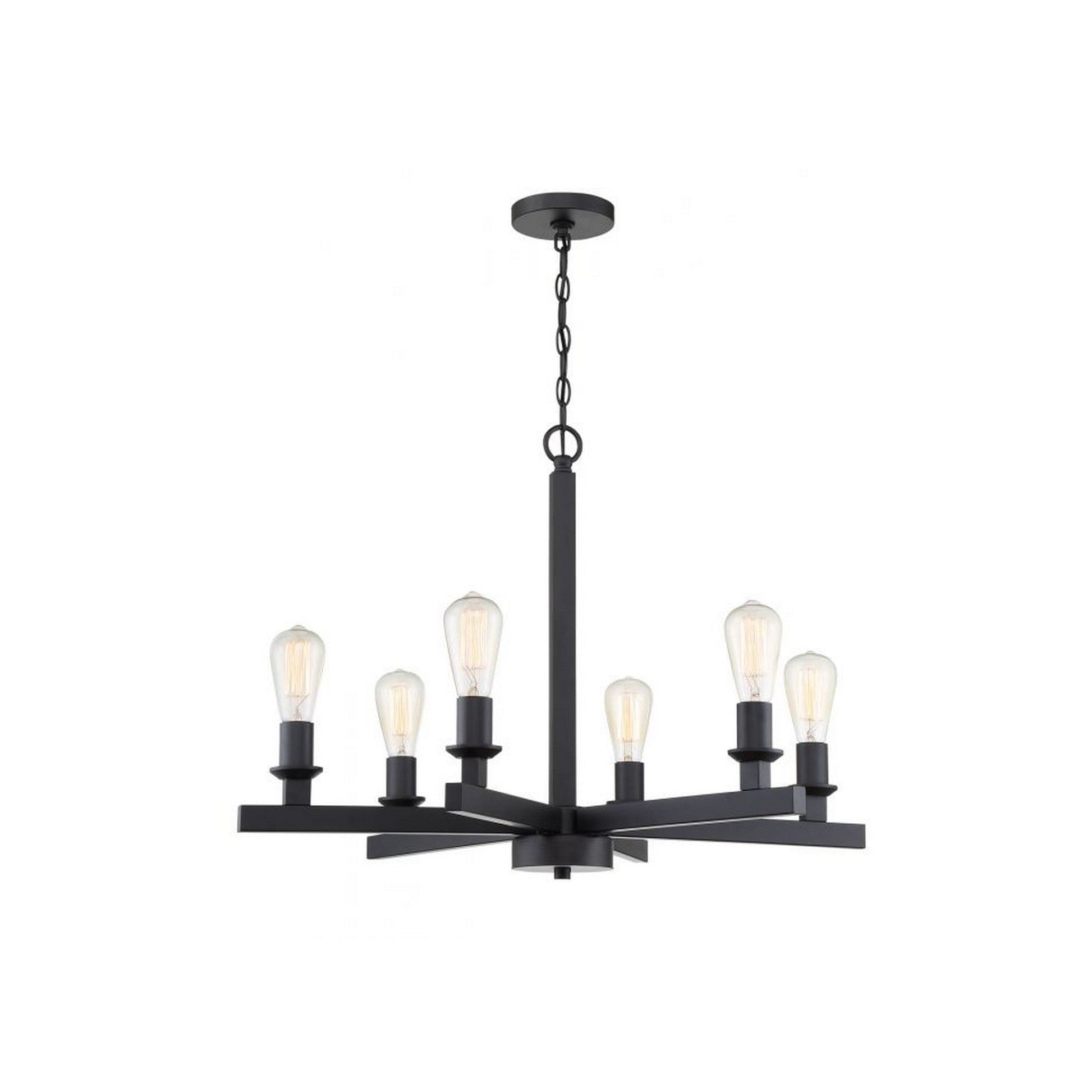 Craftmade Chicago 30" 6-Light Flat Black Bare Bulb Chandelier