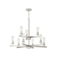 Craftmade Chicago 34" 9-Light 2-Tier Brushed Polished Nickel Bare Bulb Chandelier