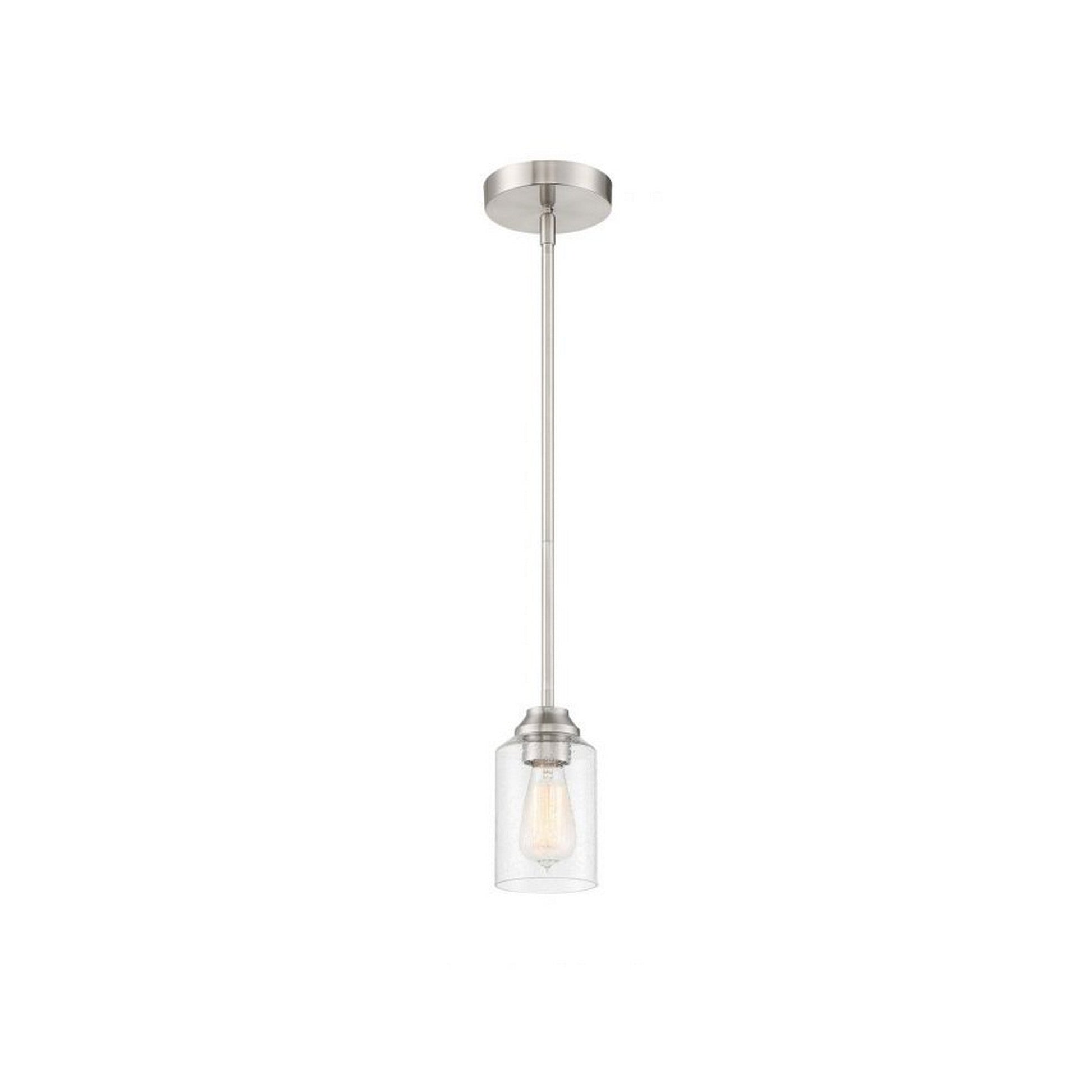 Craftmade Chicago 5" 1-Light Brushed Polished Nickel Mini-Pendant Light With Clear Seeded Glass Shade