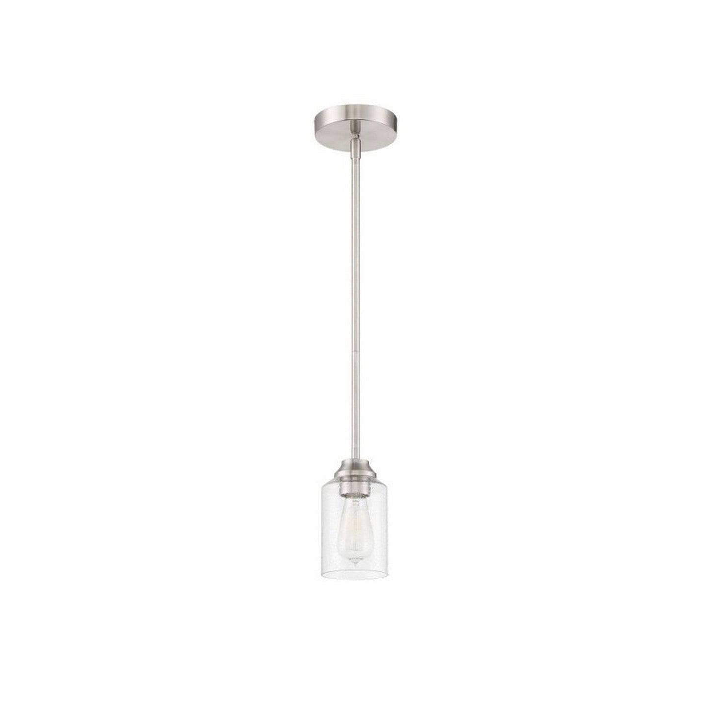 Craftmade Chicago 5" 1-Light Brushed Polished Nickel Mini-Pendant Light With Clear Seeded Glass Shade