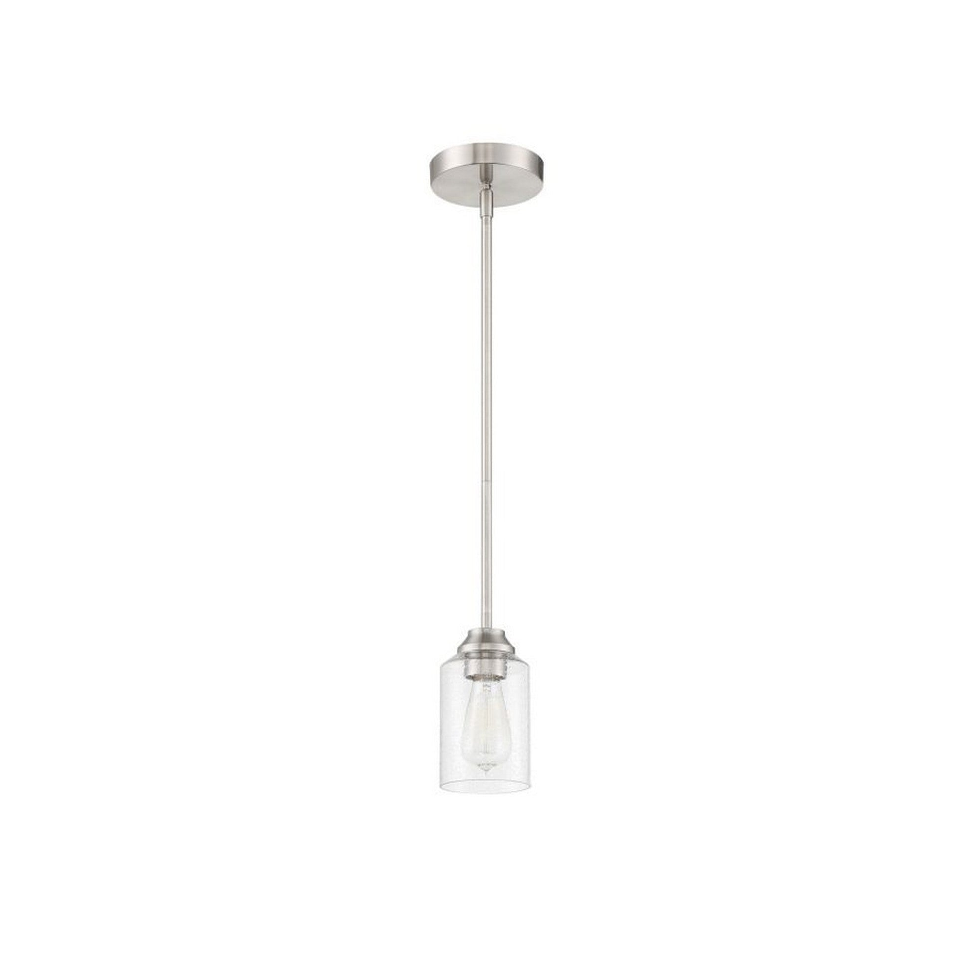 Craftmade Chicago 5" 1-Light Brushed Polished Nickel Mini-Pendant Light With Clear Seeded Glass Shade