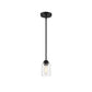 Craftmade Chicago 5" 1-Light Flat Black Mini-Pendant Light With Clear Seeded Glass Shade