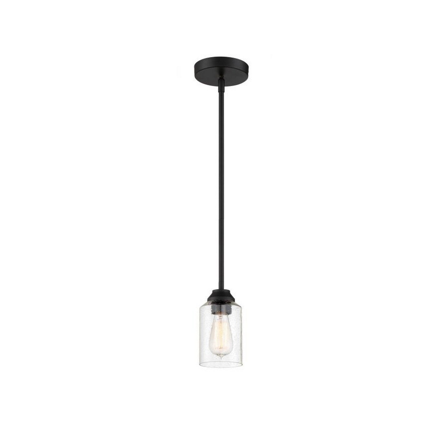 Craftmade Chicago 5" 1-Light Flat Black Mini-Pendant Light With Clear Seeded Glass Shade