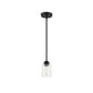 Craftmade Chicago 5" 1-Light Flat Black Mini-Pendant Light With Clear Seeded Glass Shade