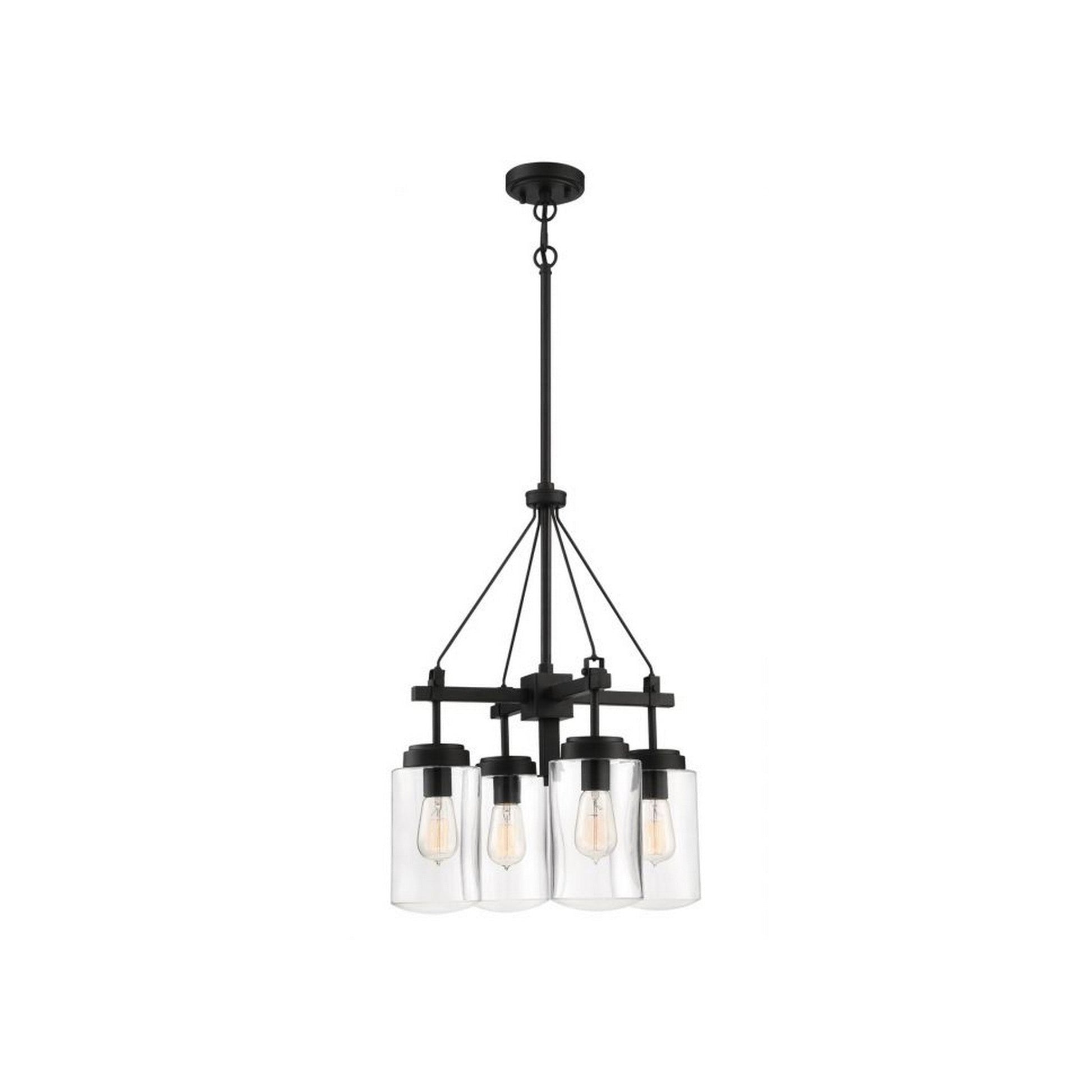 Craftmade Crosspoint 18" 4-Light Espresso Chandelier With Clear Glass Canister Shades