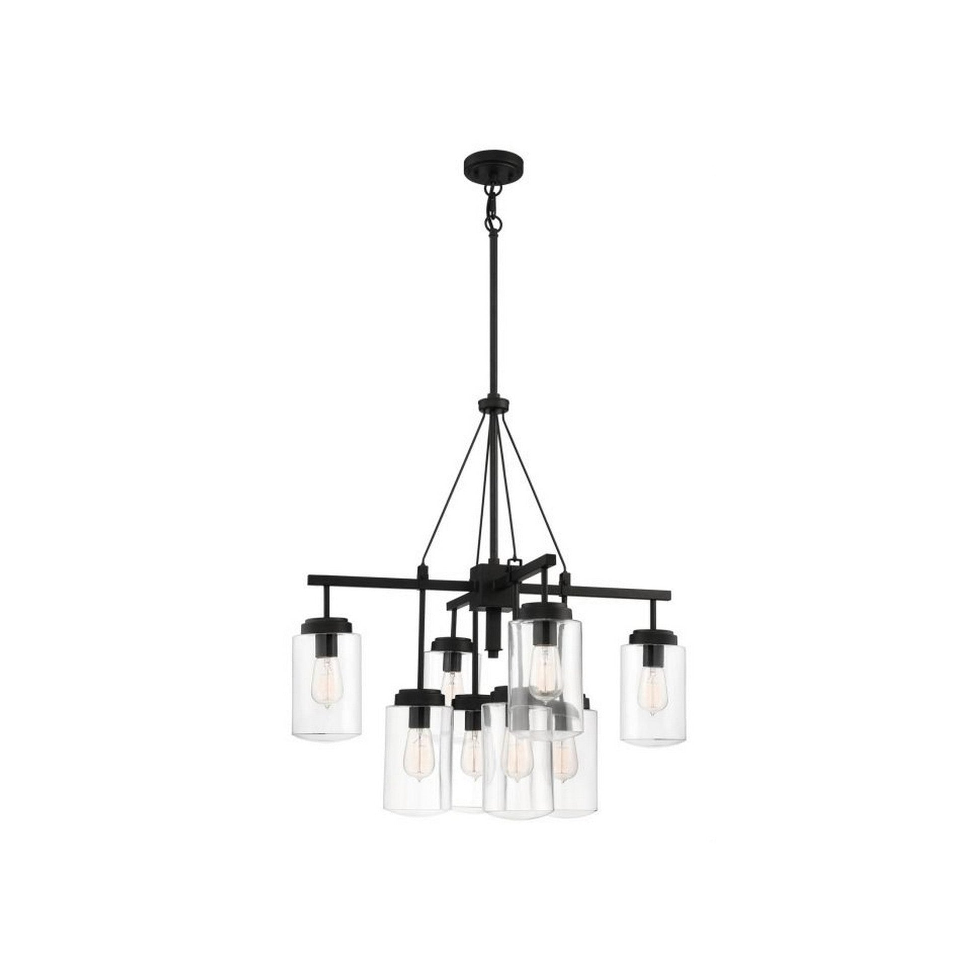 Craftmade Crosspoint 30" 8-Light Espresso Chandelier With Clear Glass Canister Shades