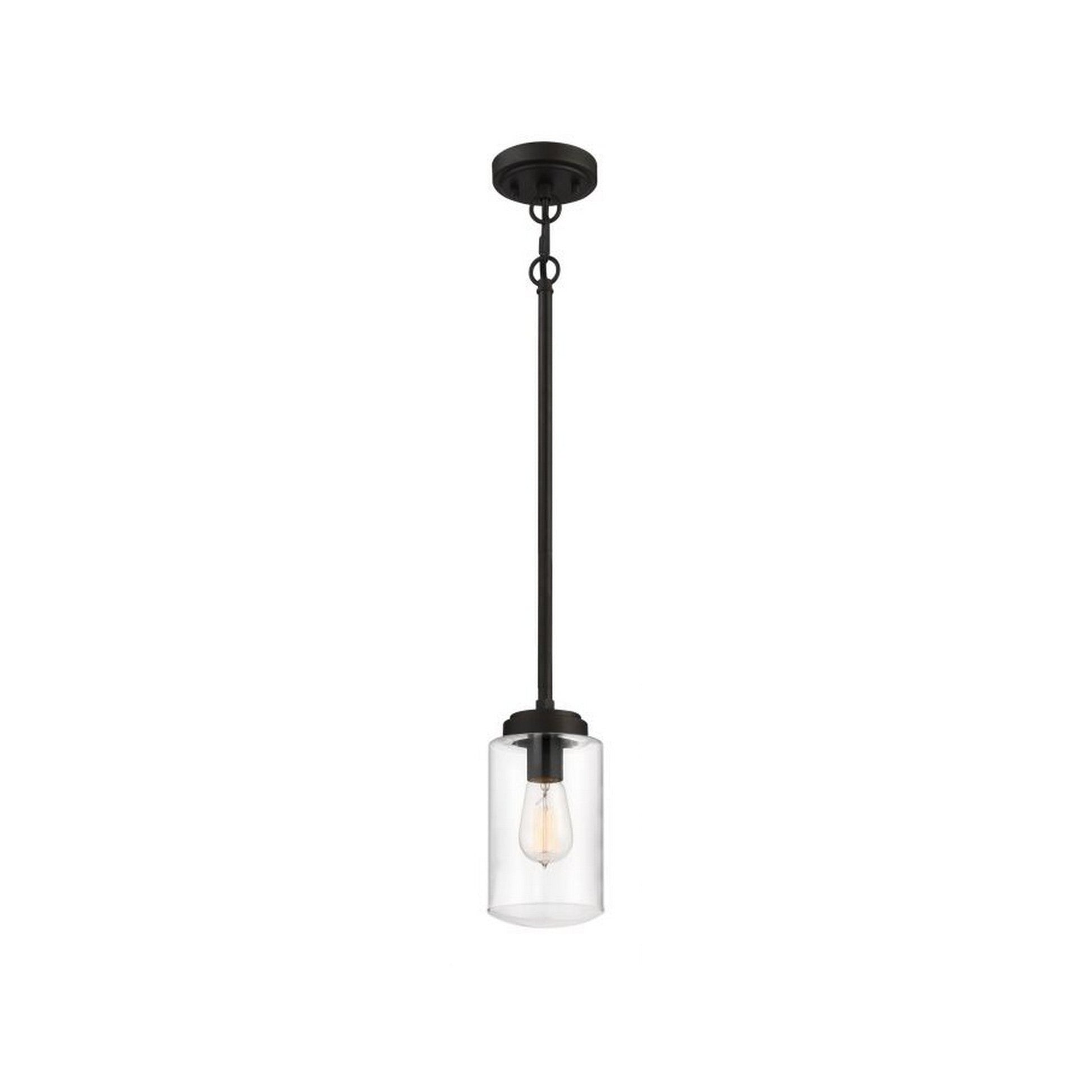 Craftmade Crosspoint 5" 1-Light Espresso Mini-Pendant Light With Clear Glass Canister Shade