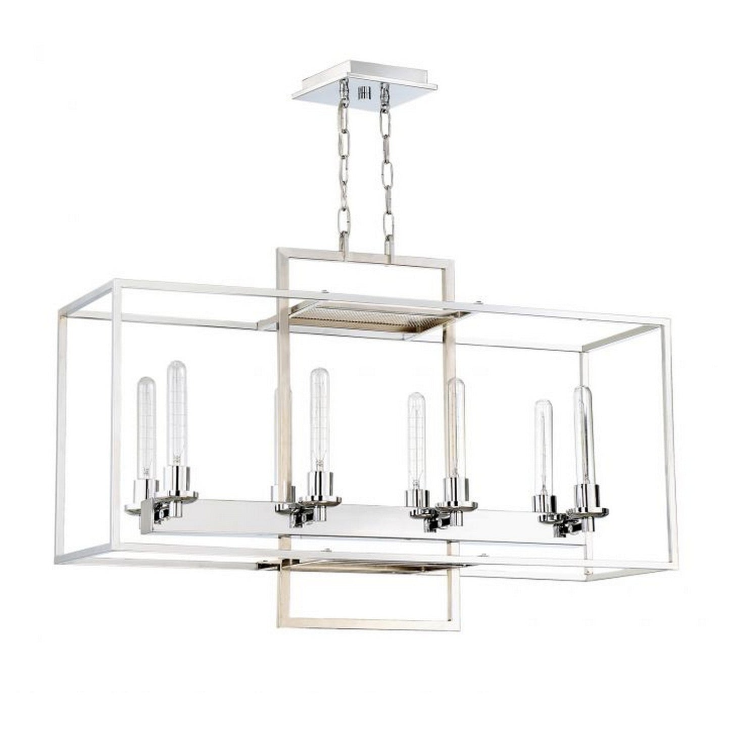 Craftmade Cubic 36" 8-Light Chrome Liner Chandelier With Open Geometric Frame