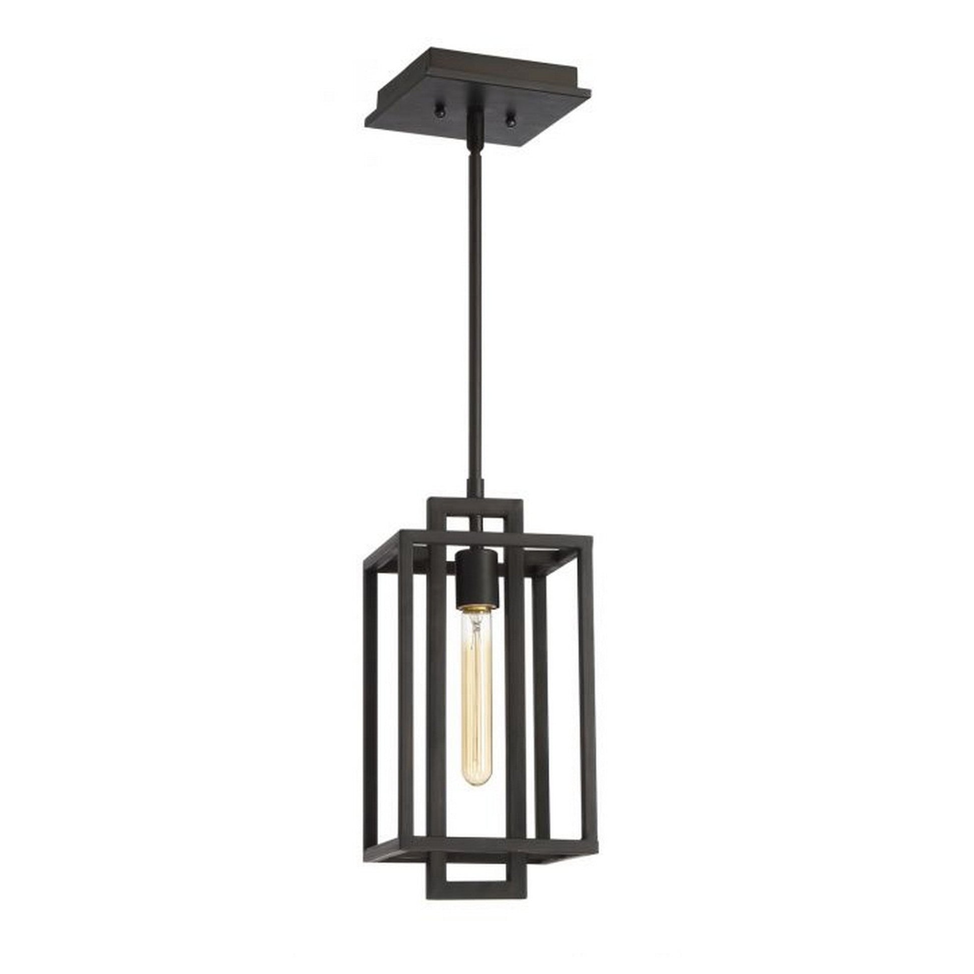 Craftmade Cubic 7" 1-Light Aged Brushed Bronze Mini-Pendant Light With Open Geometric Frame