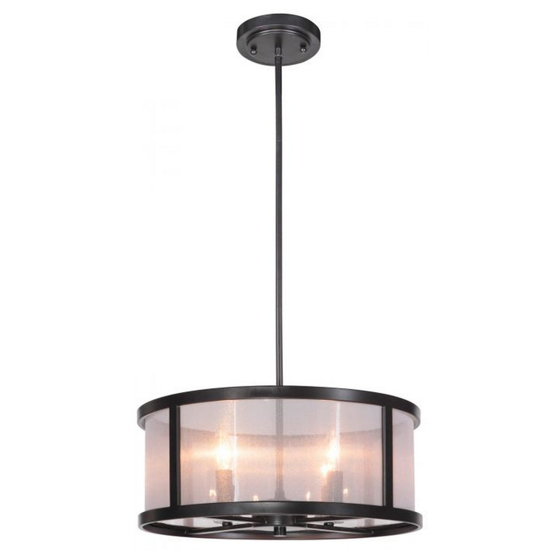 Craftmade Dandury 18" 4-Light Matte Black Candelabra Pendant Light With Cylindrical Organza-Wrapped Acrylic Shade