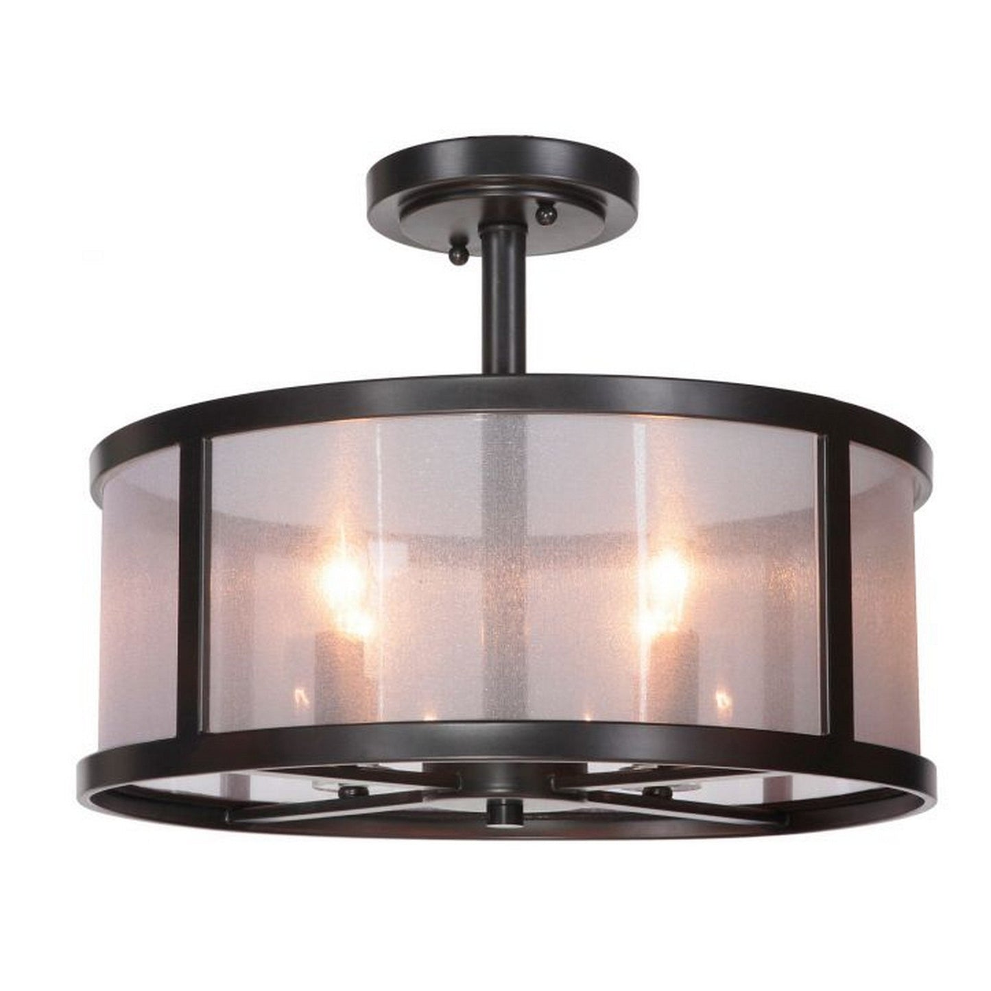 Craftmade Dandury 18" 4-Light Matte Black Candelabra Semi-Flush Mount Light With Cylindrical Organza-Wrapped Acrylic Shade