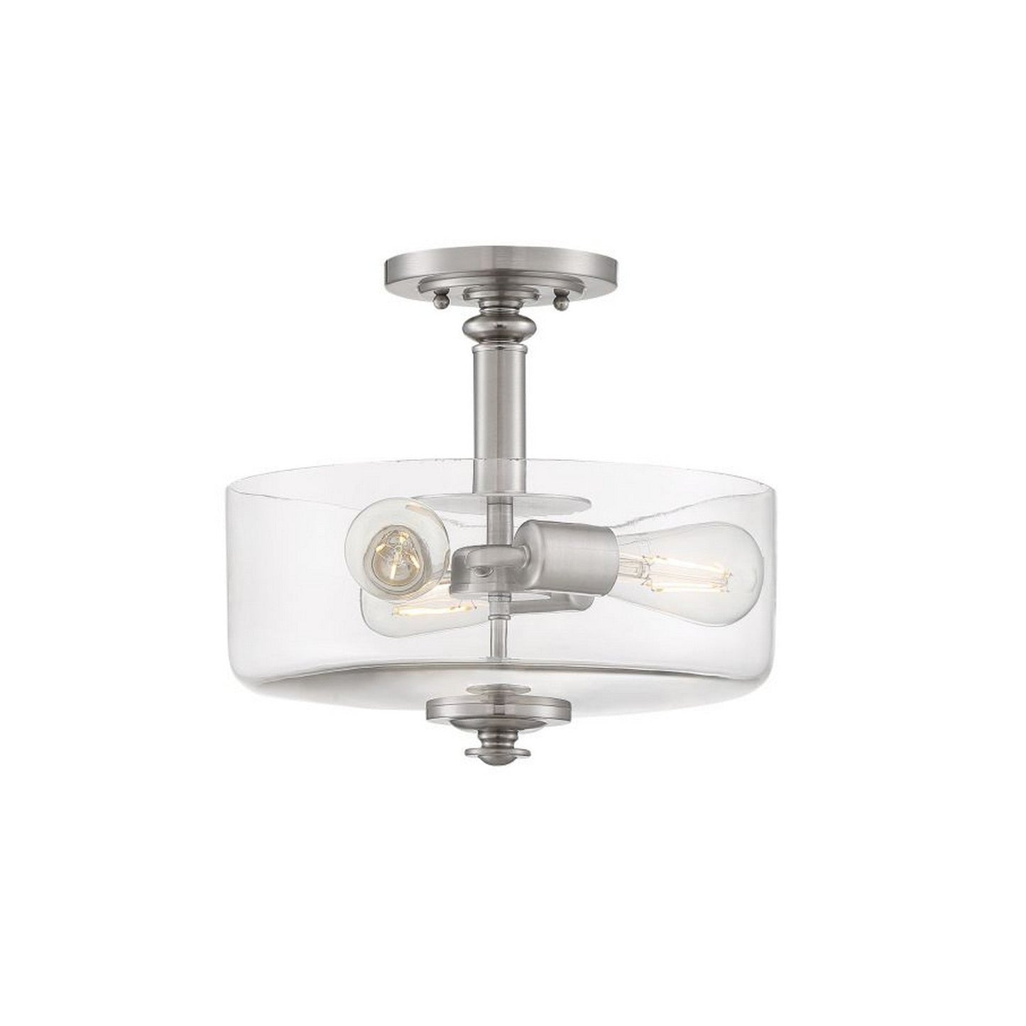 Craftmade Dardyn 13" 3-Light Brushed Polished Nickel Semi-Flush Mount Light With Clear Glass Shade