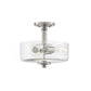 Craftmade Dardyn 13" 3-Light Brushed Polished Nickel Semi-Flush Mount Light With Clear Glass Shade