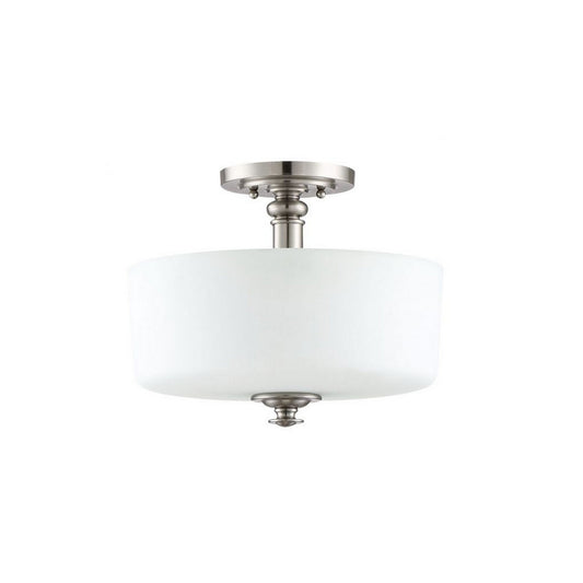 Craftmade Dardyn 13" 3-Light Brushed Polished Nickel Semi-Flush Mount Light With White Frosted Glass Shade