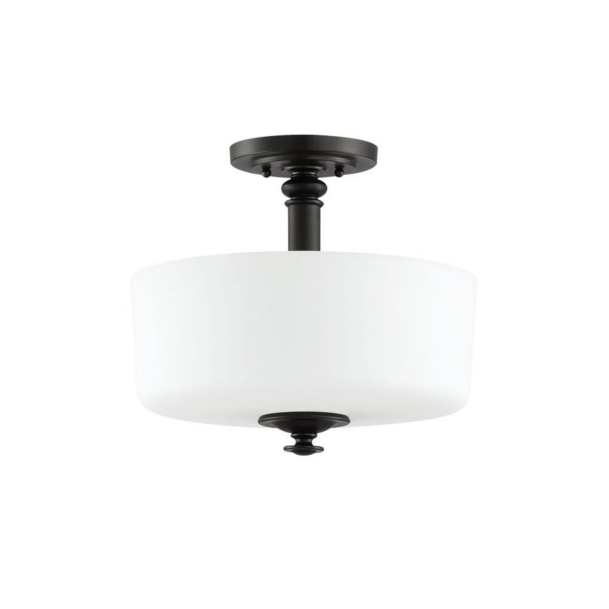 Craftmade Dardyn 13" 3-Light Espresso Semi-Flush Mount Light With White Frosted Glass Shade