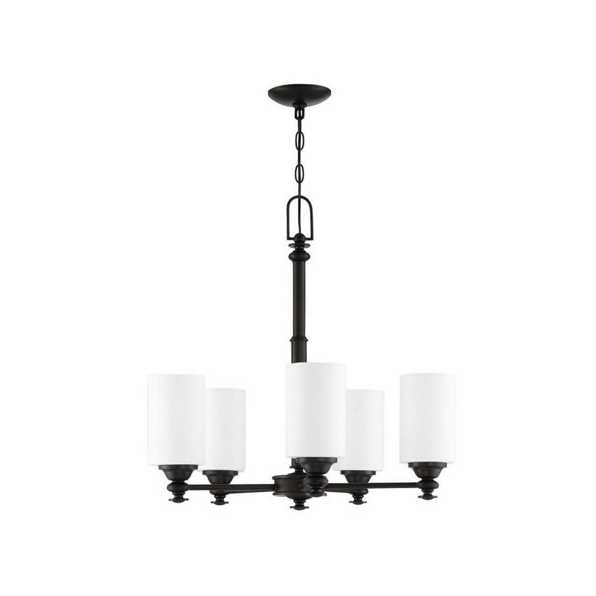 Craftmade Dardyn 25" 5-Light Espresso Chandelier With White Frosted Glass Shades